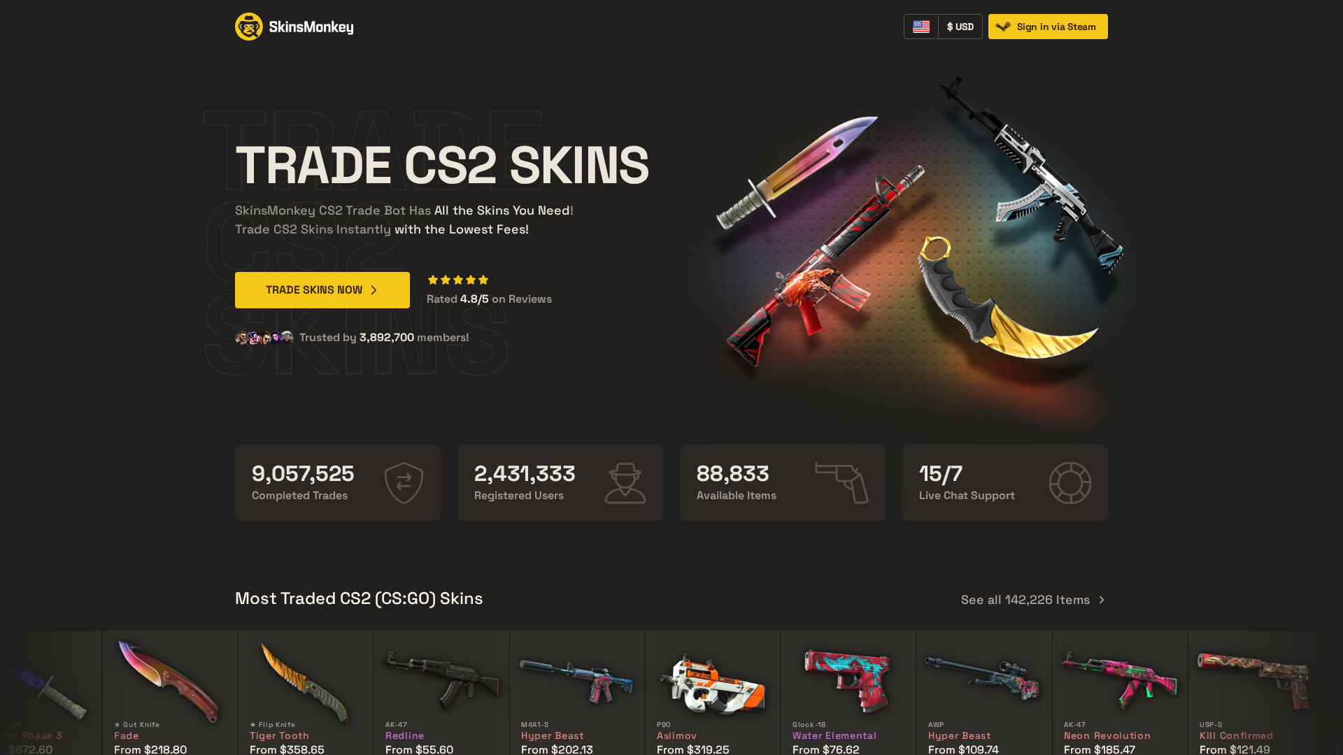 Screenshot of skinsmonkey.com