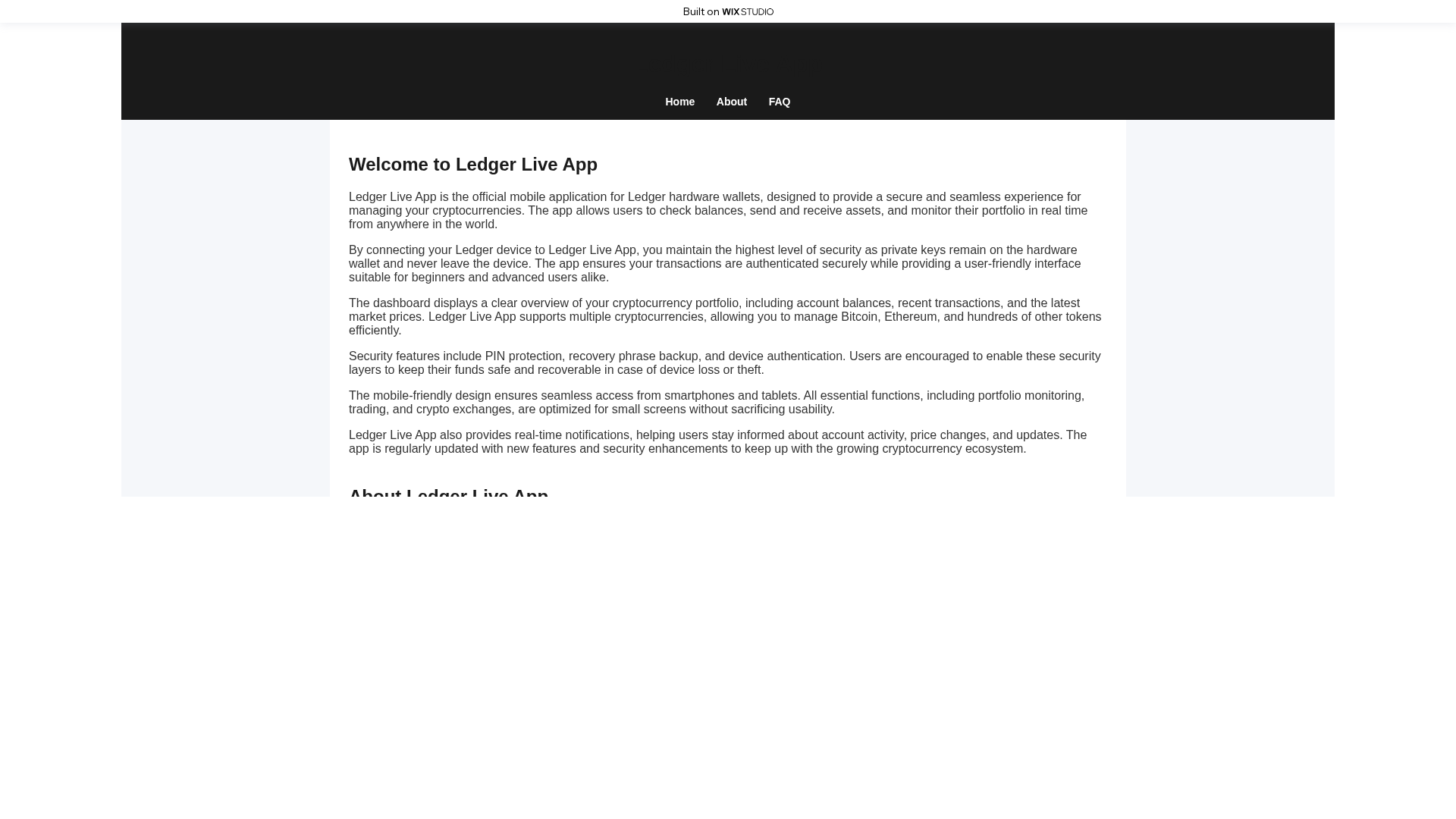 Screenshot of liveldger.wixstudio.com