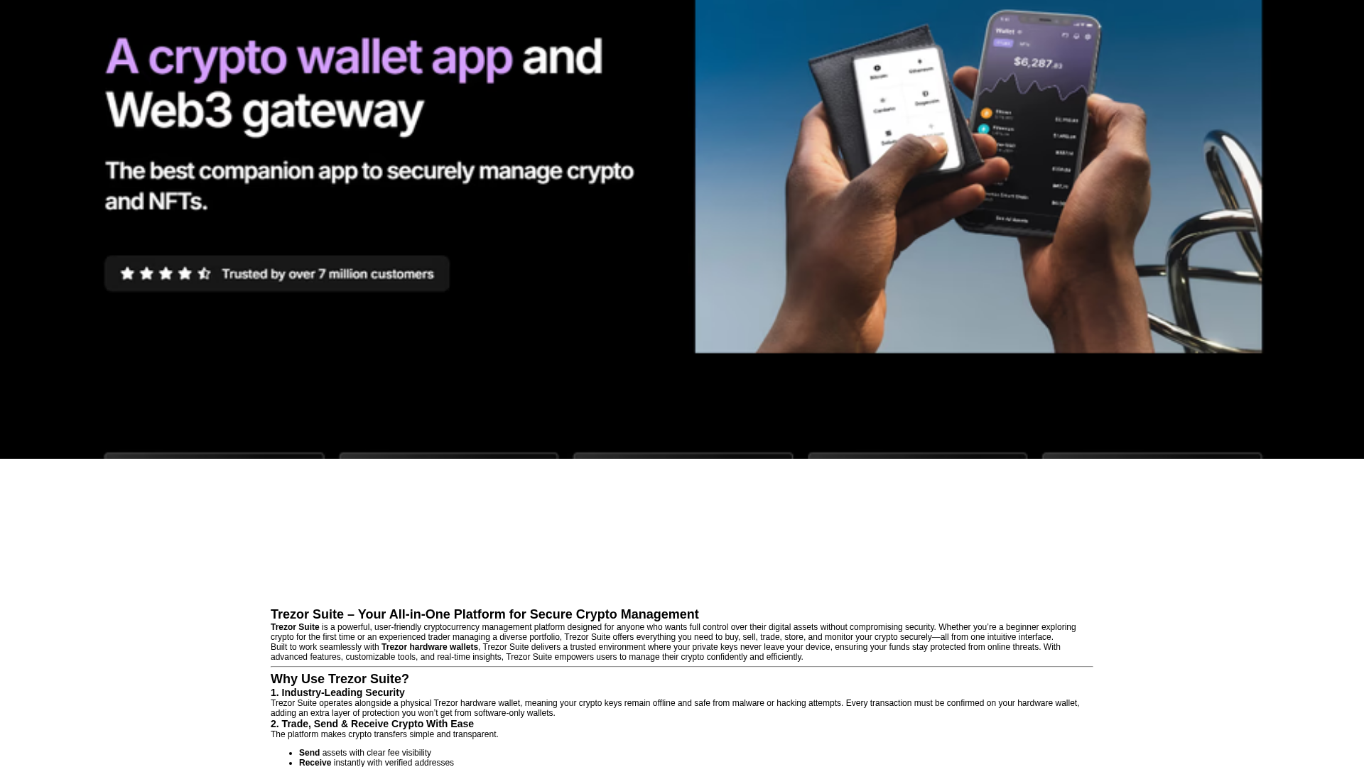 Screenshot of guide-trezorsuites.framer.ai
