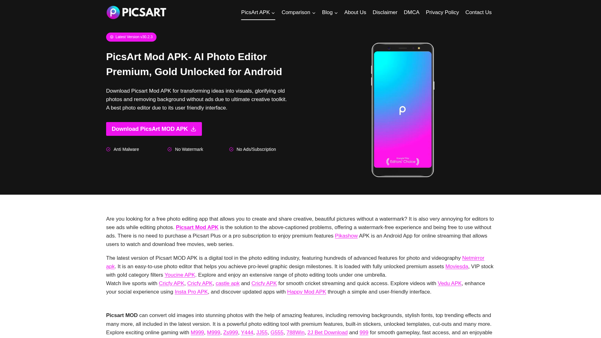 Screenshot of picsarthd.com