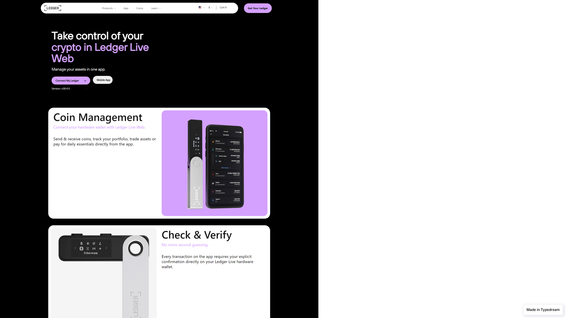 Screenshot of ledger-com-start-us-web.typedream.app