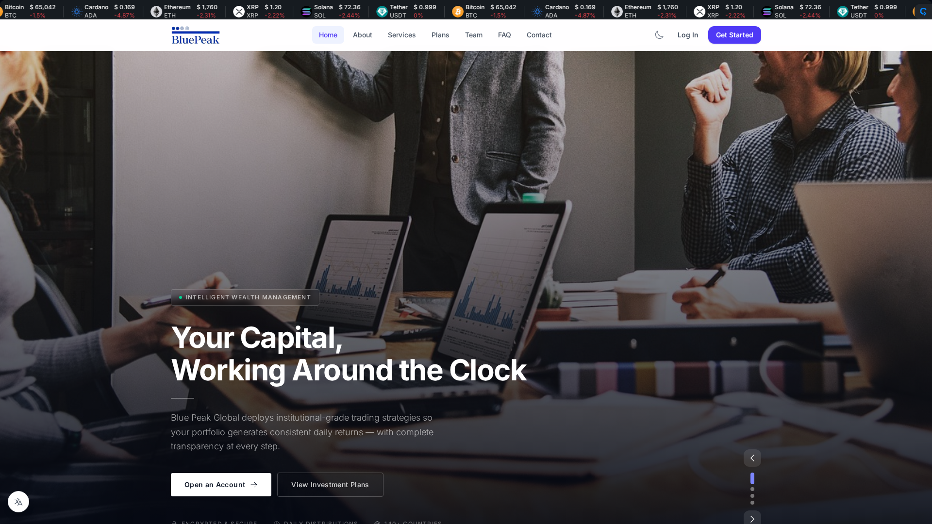 Screenshot of app.bluepeakglobal.net