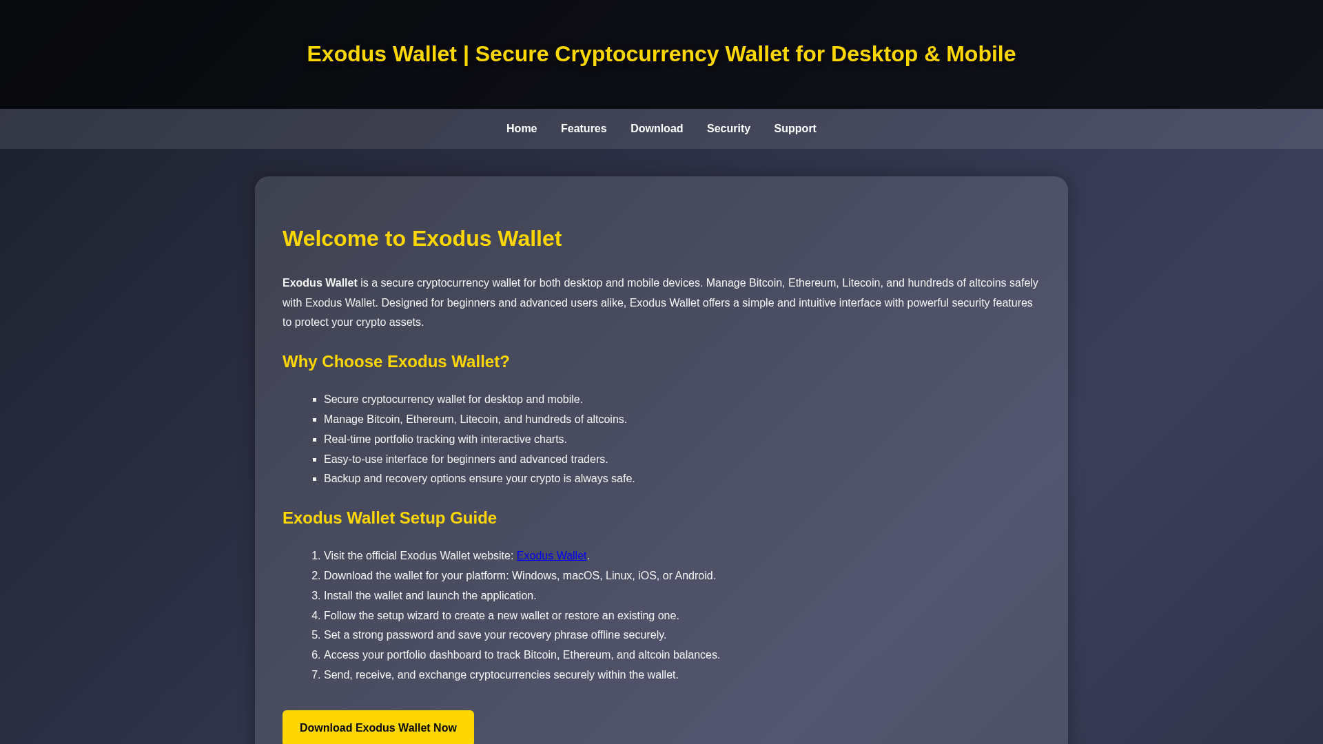 Screenshot of exxodas-wallet.pages.dev
