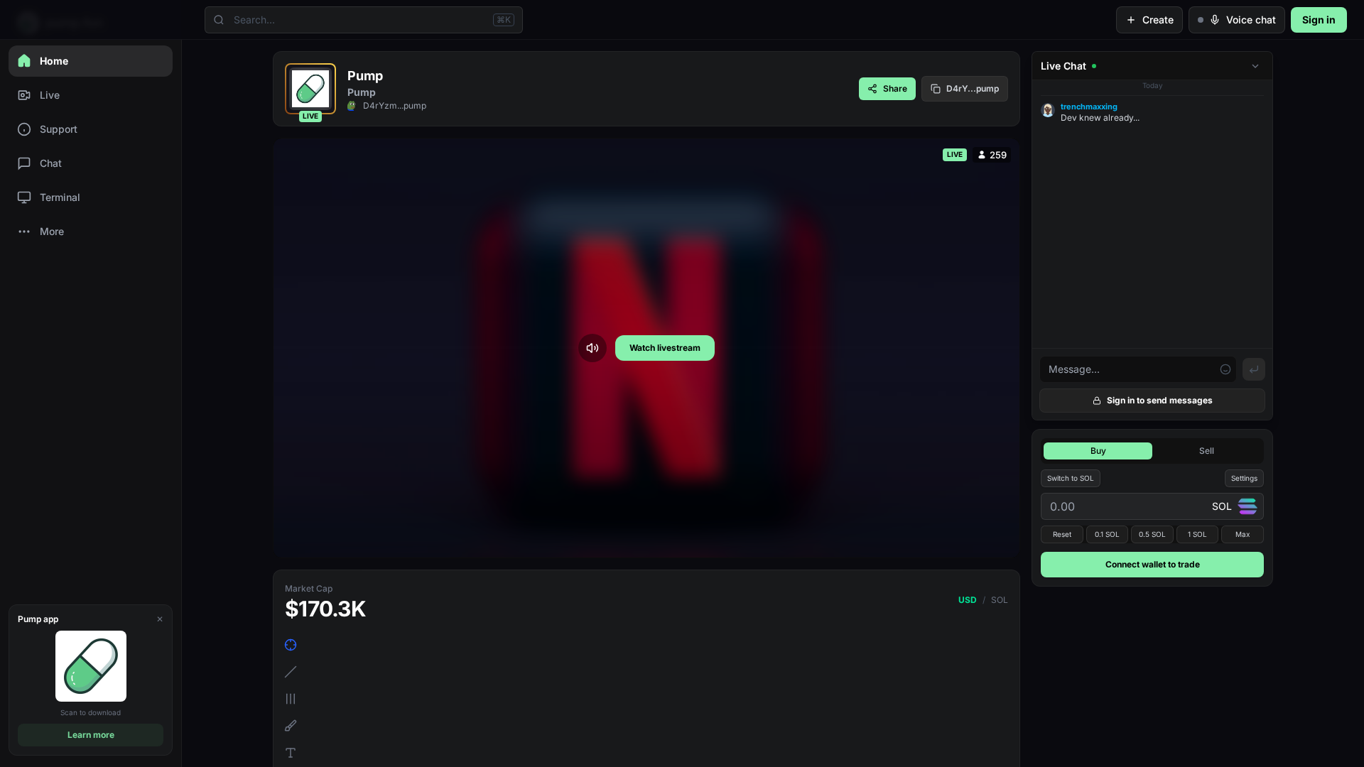 Screenshot of pumpfunsol.live