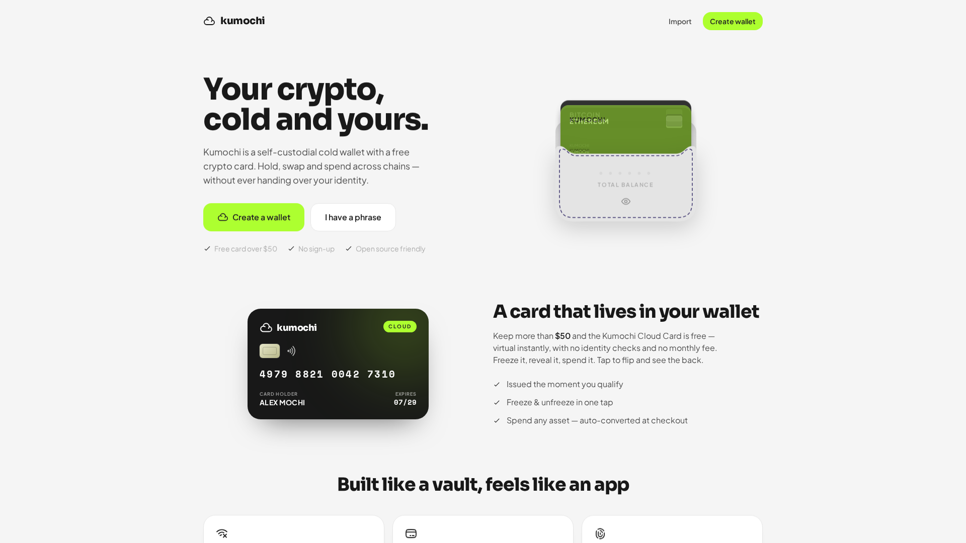 Screenshot of kumowallet.net