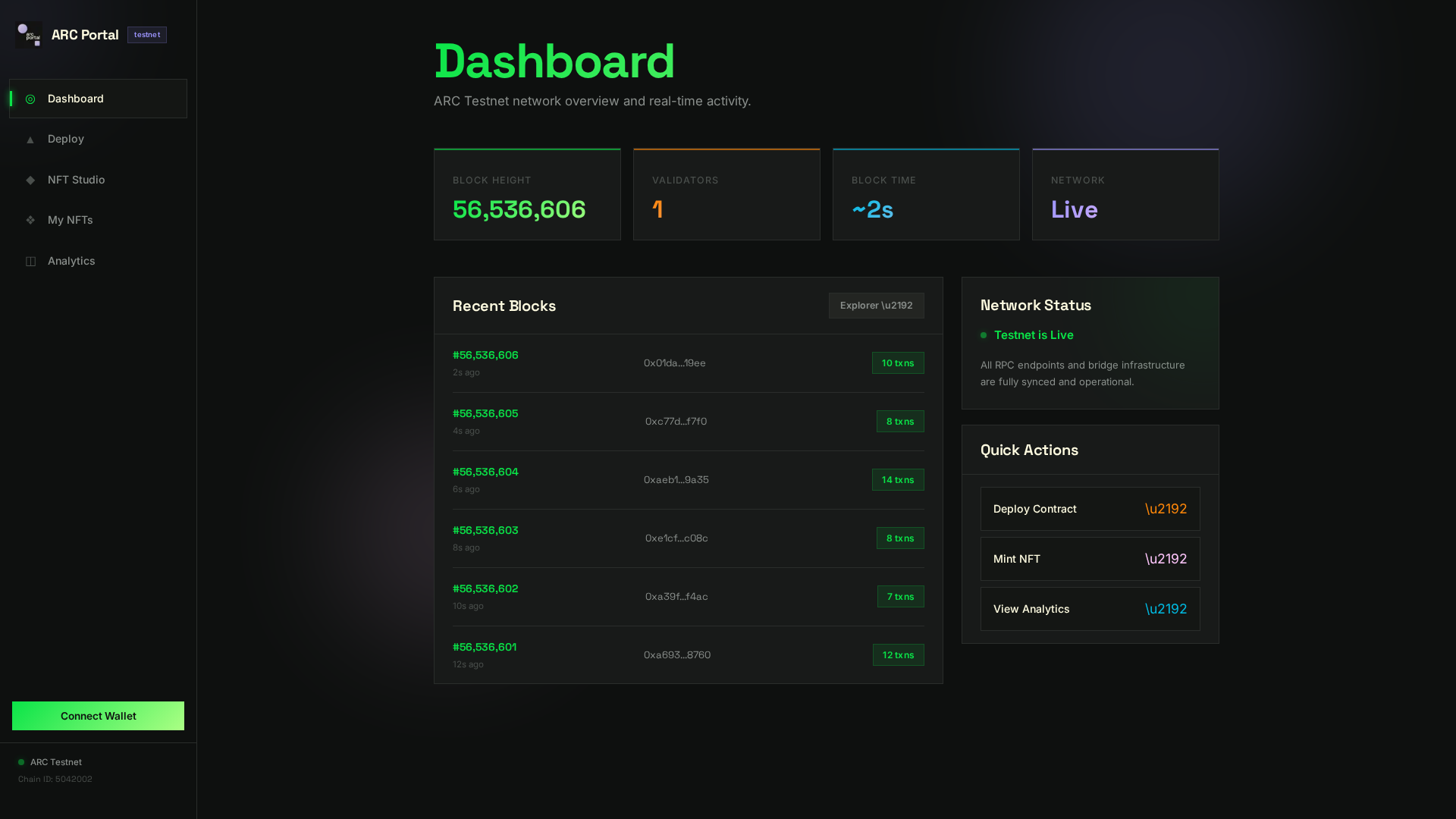 Screenshot of arc-portal-lime.vercel.app