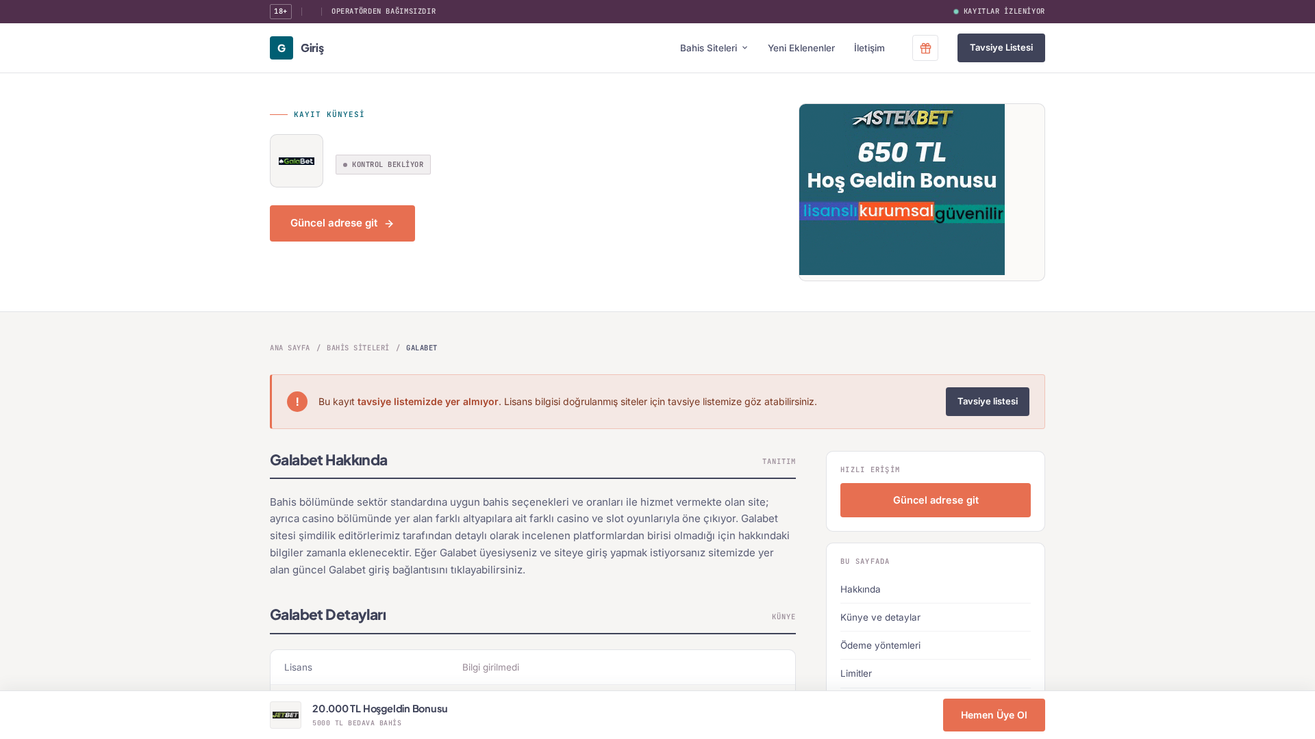 Screenshot of galabet.giris.casa