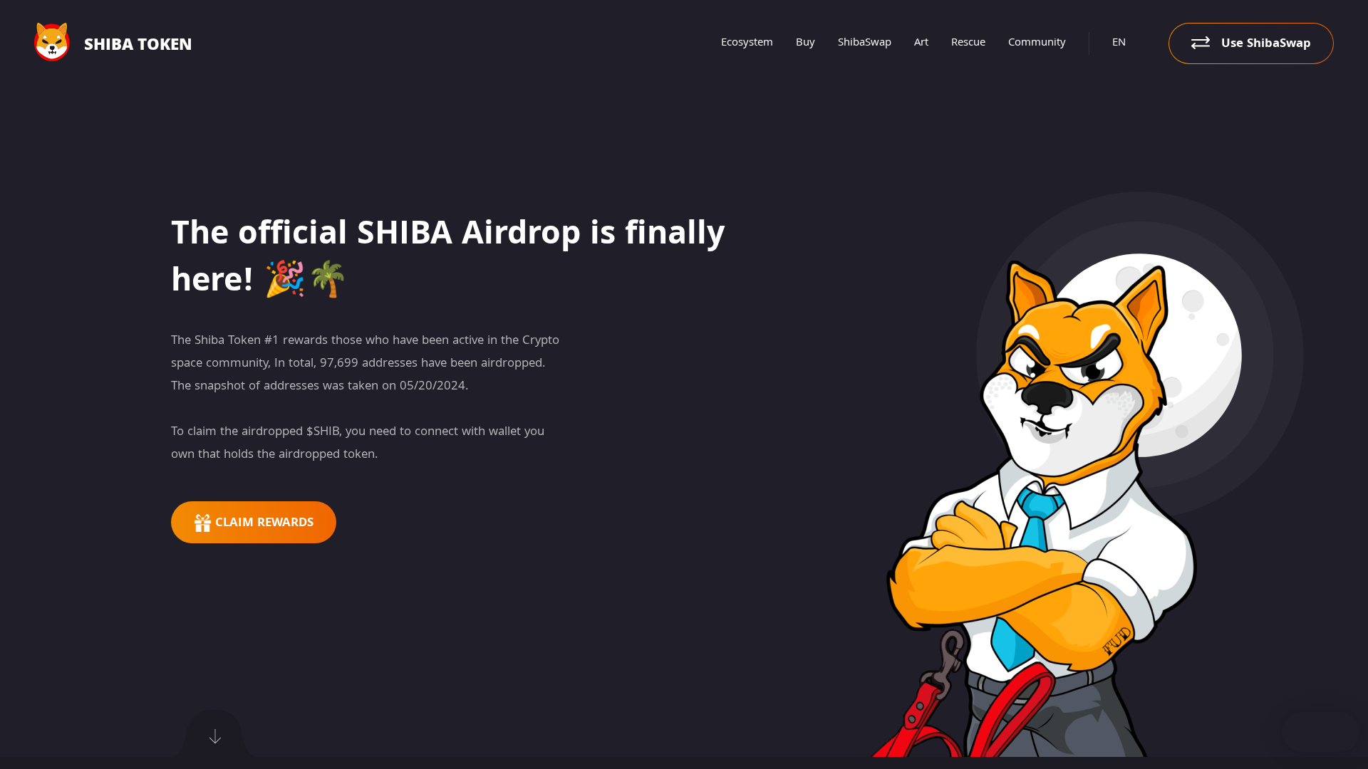 Screenshot of claim-your-shiba-airdrop.pages.dev