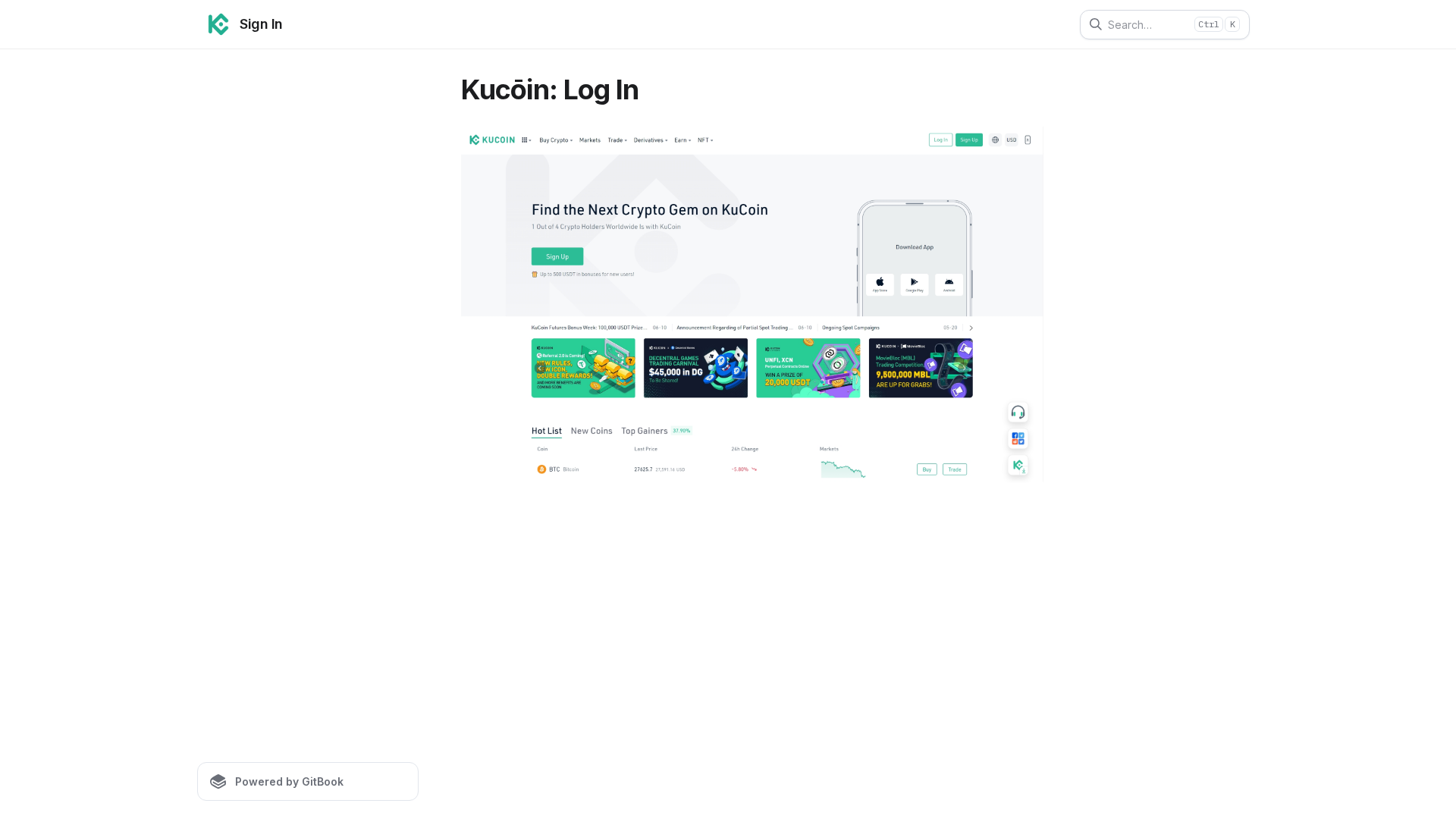 Screenshot of kucoinwlogn.gitbook.io