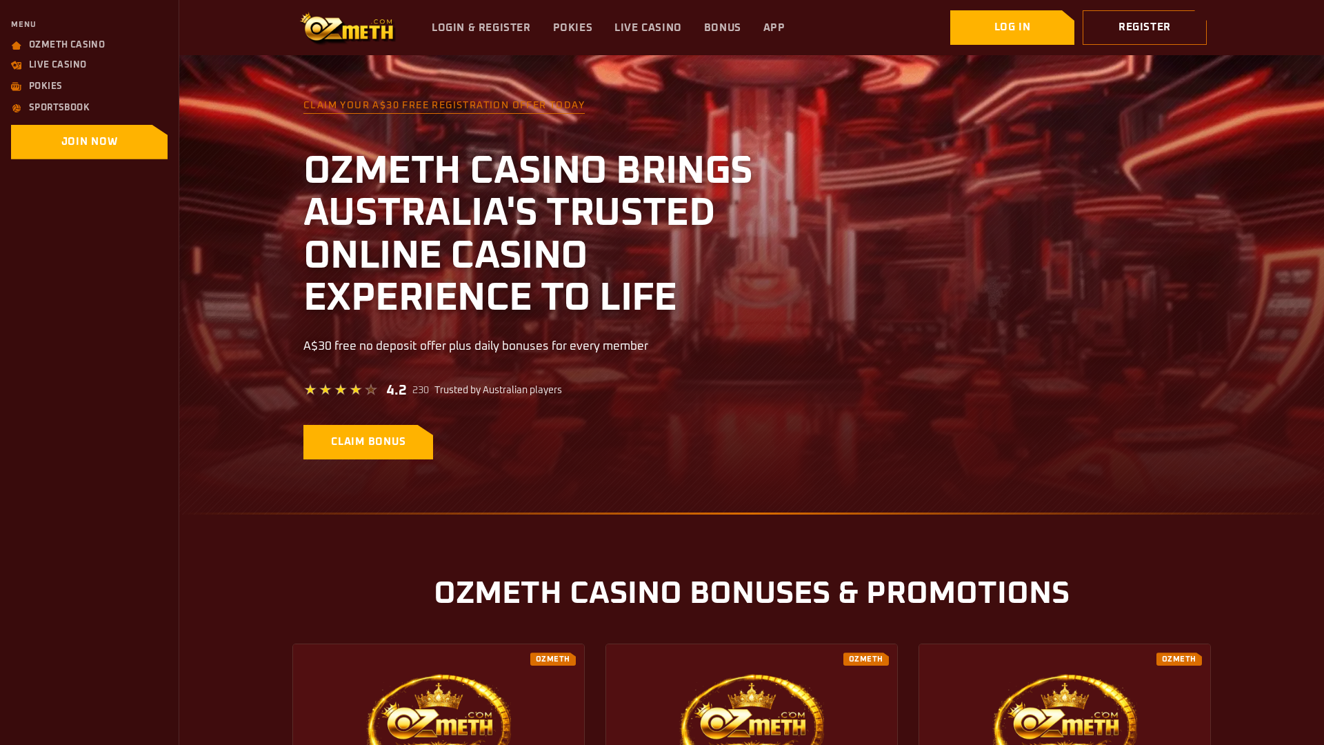 Screenshot of ozmethcasino.com