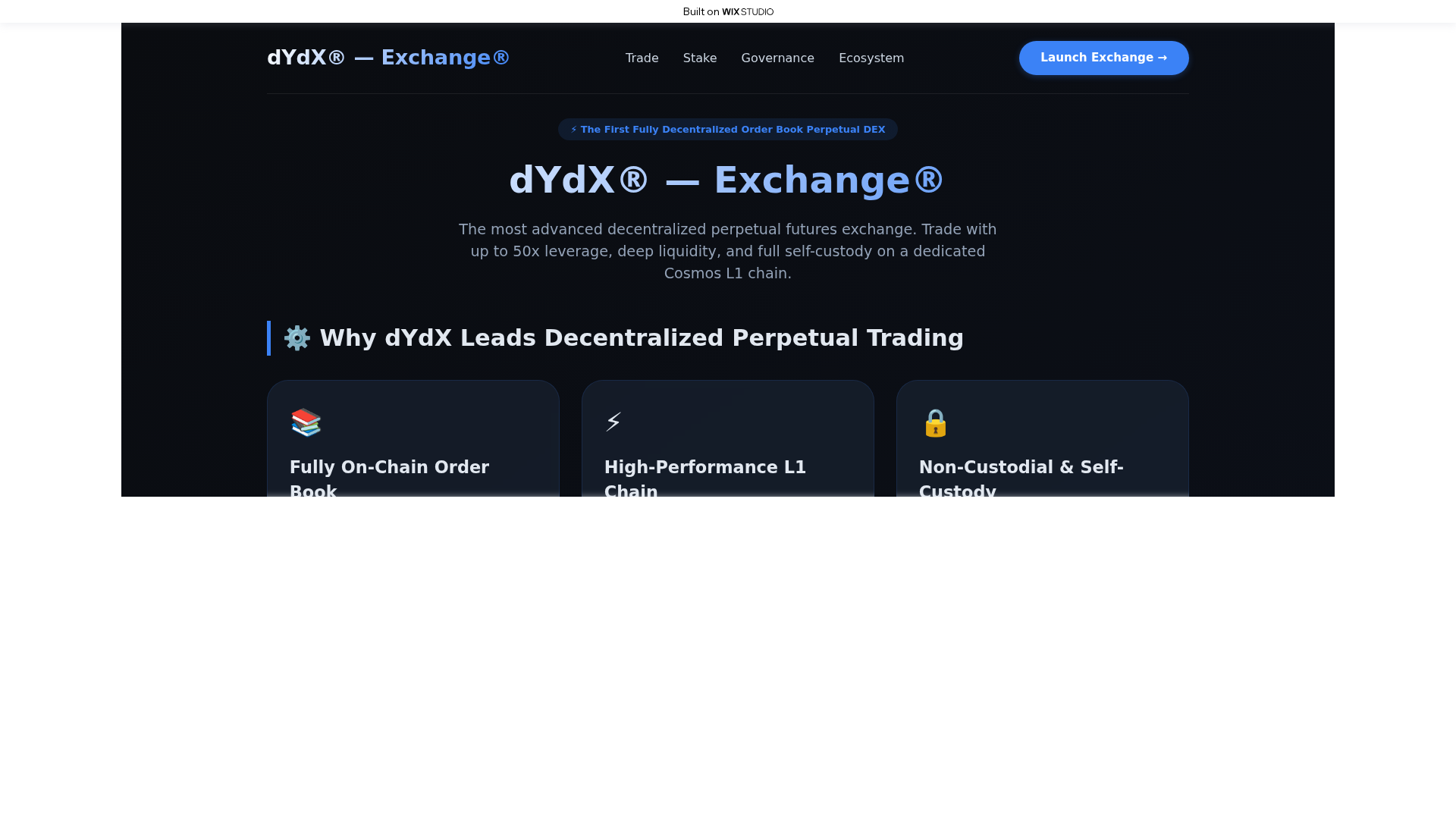 Screenshot of io-dydx.wixstudio.com