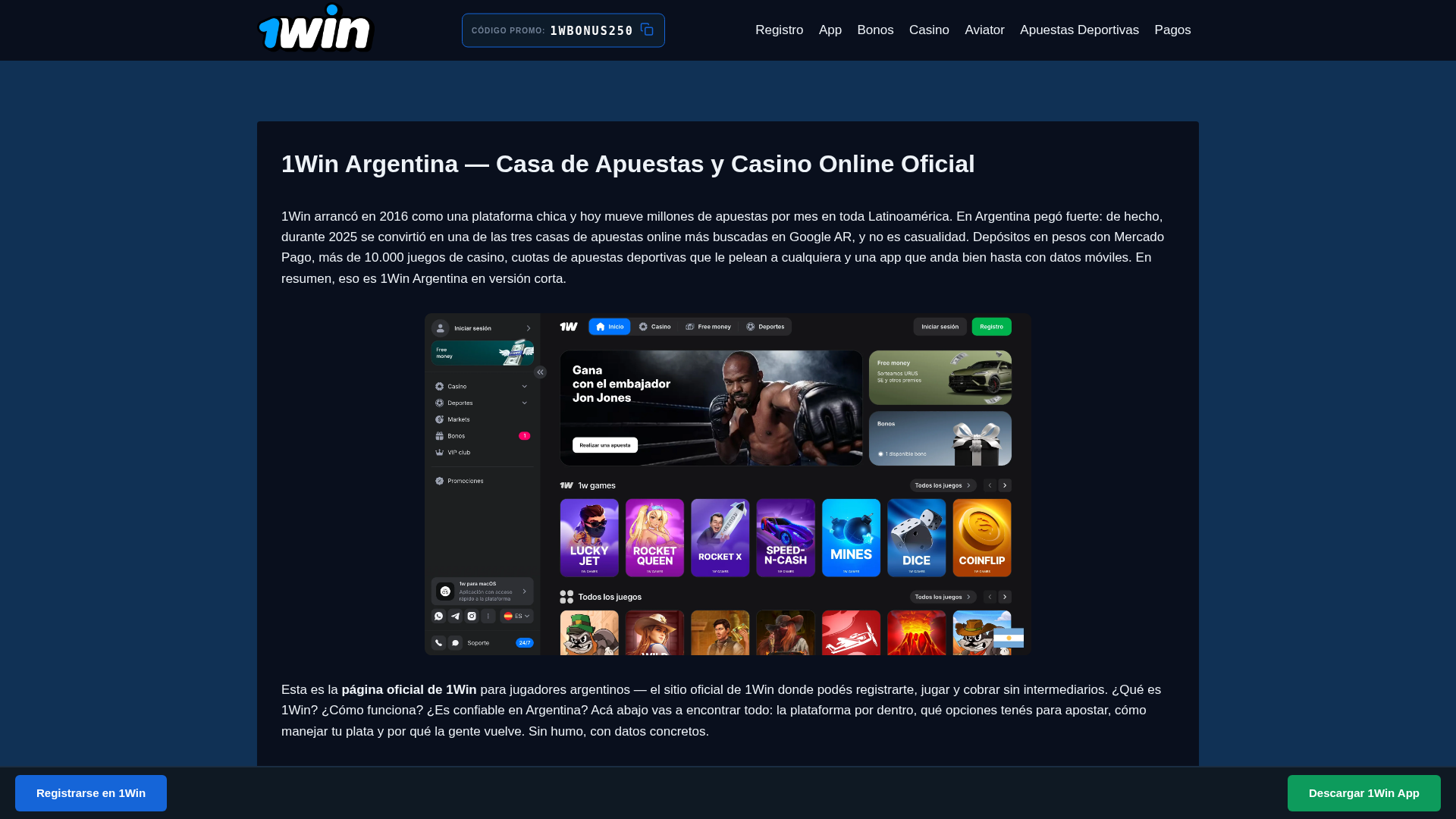 Screenshot of 1win-official-argentina.com