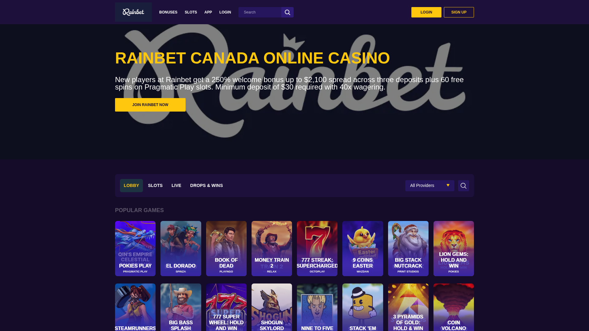 Screenshot of rainbet-canada-official-ca.pages.dev