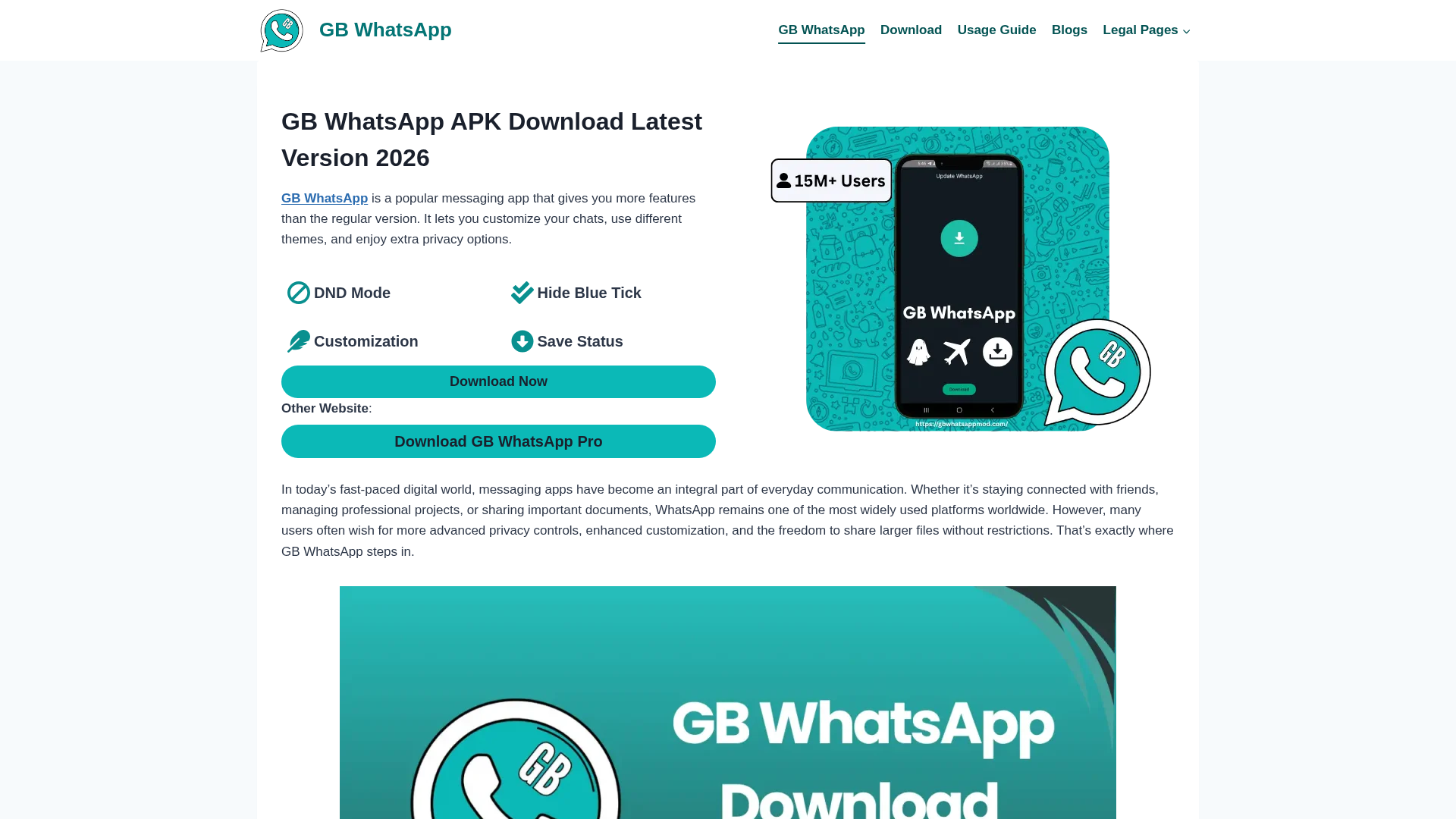 Screenshot of www.gbwhatsappmod.com