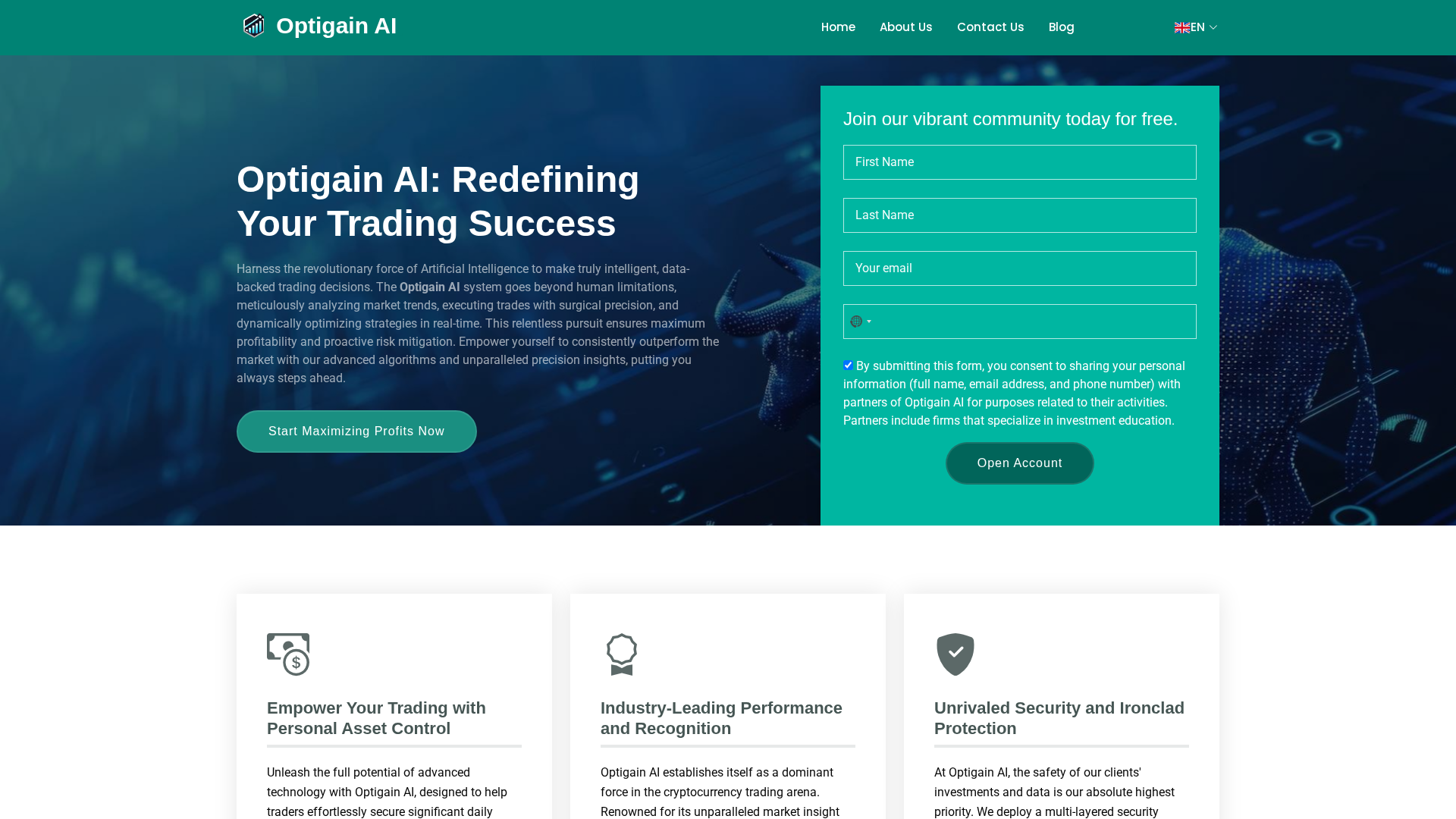 Screenshot of optigainai.net
