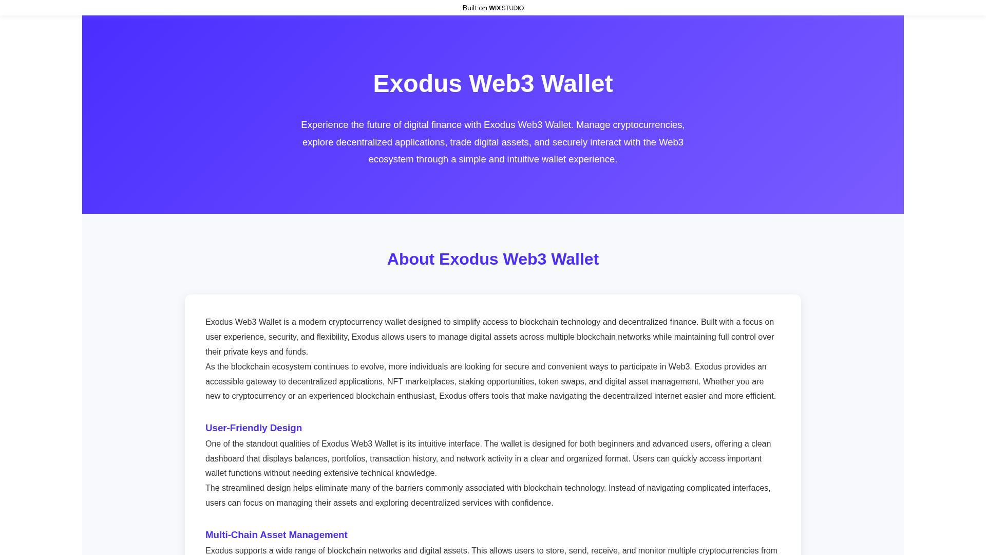 Screenshot of appstarts-exudos.wixstudio.com