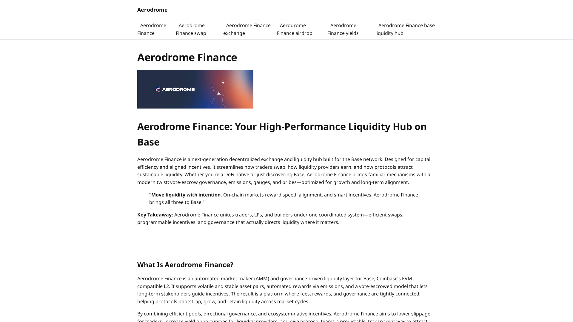 Screenshot of aerodromefinance.to