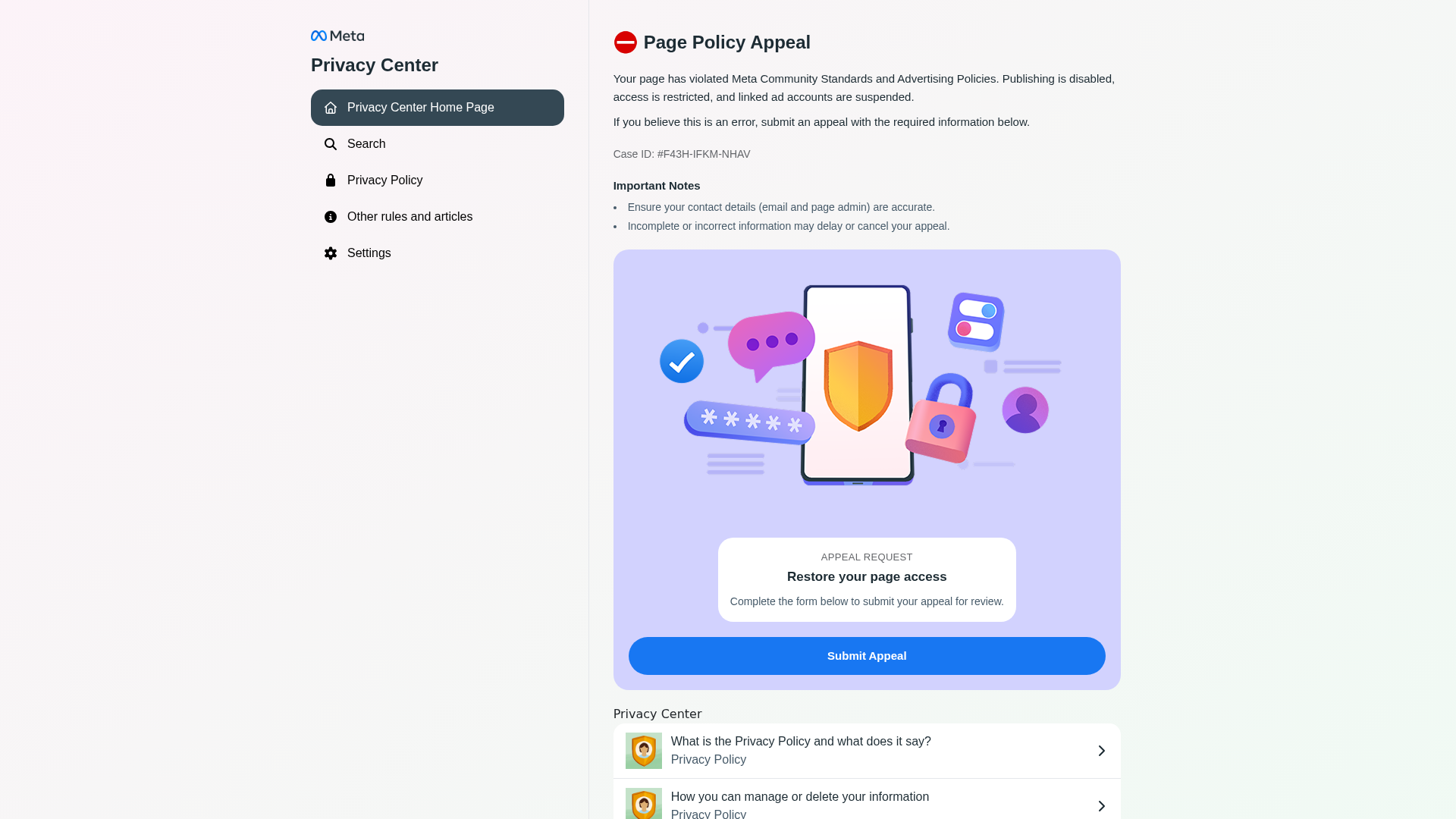 Screenshot of www.policy-violation-center.com