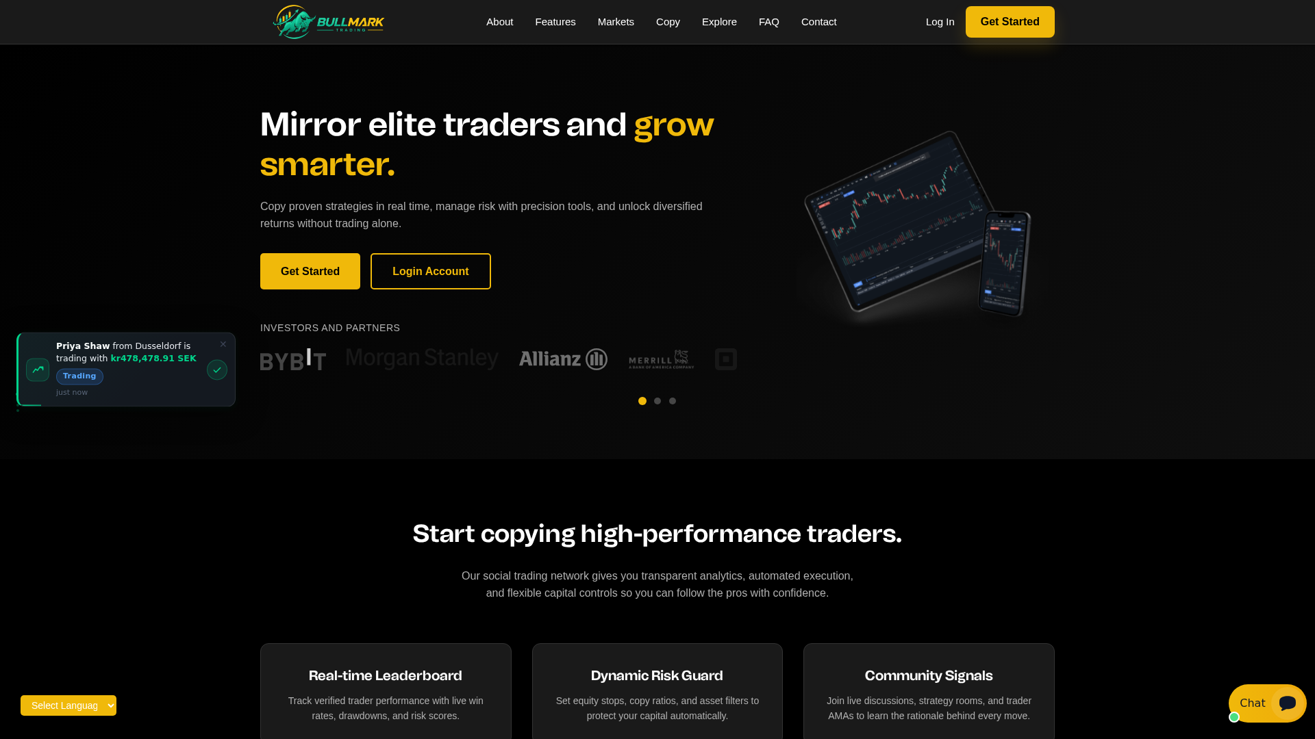 Screenshot of bullmarktrading.com