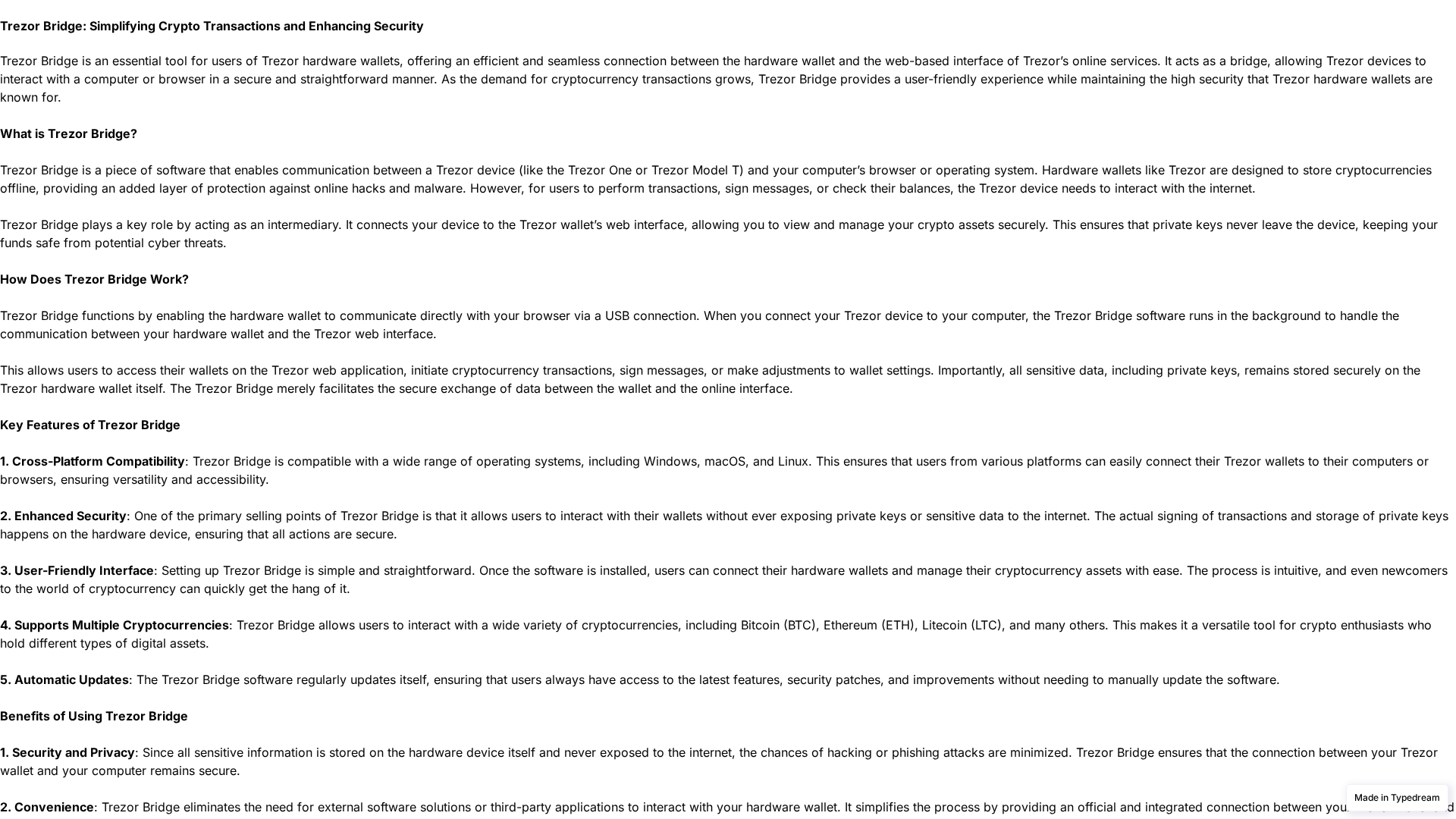 Screenshot of faq-bridge-en-us.typedream.app