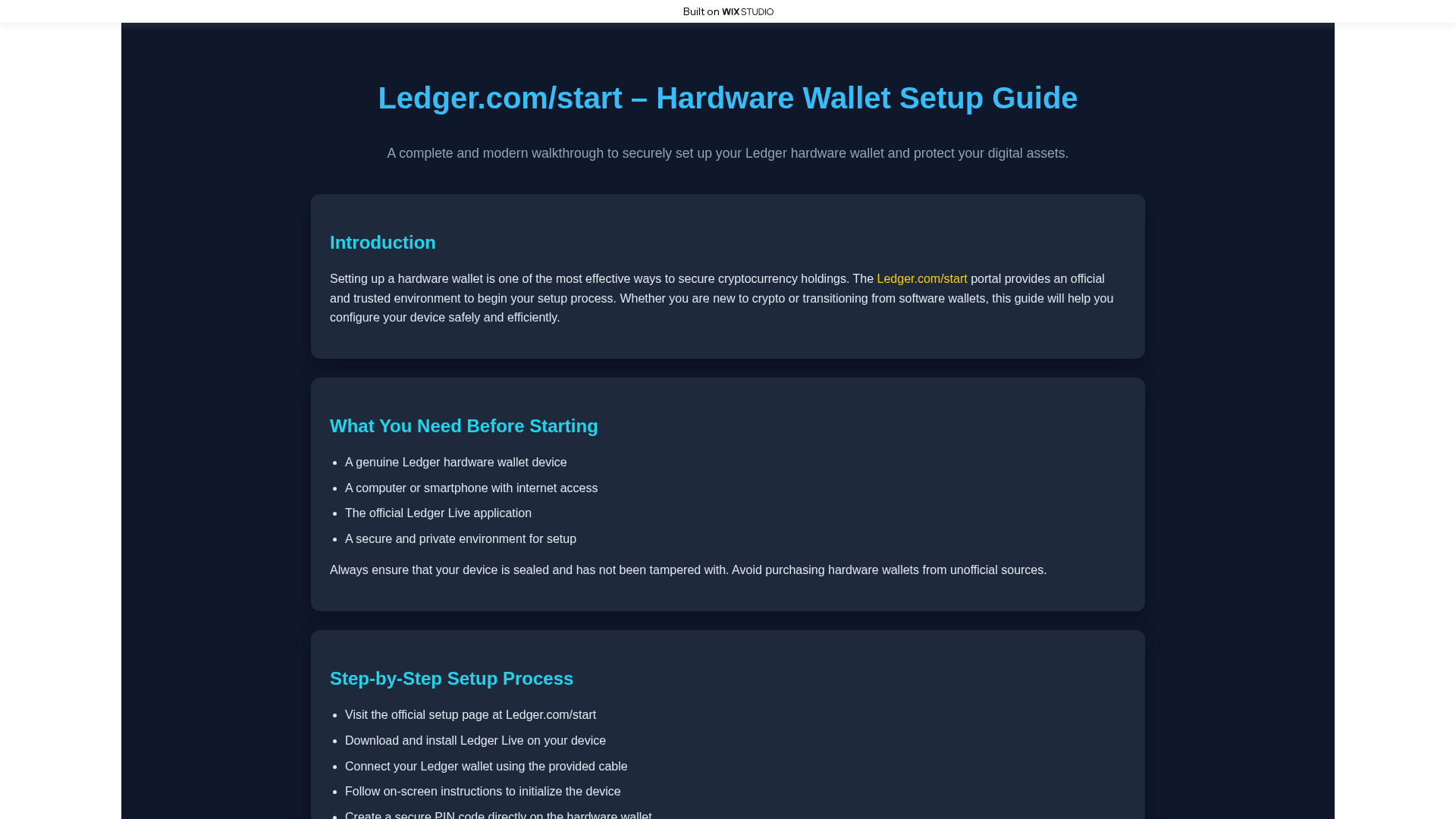 Screenshot of appstartledge.wixstudio.com