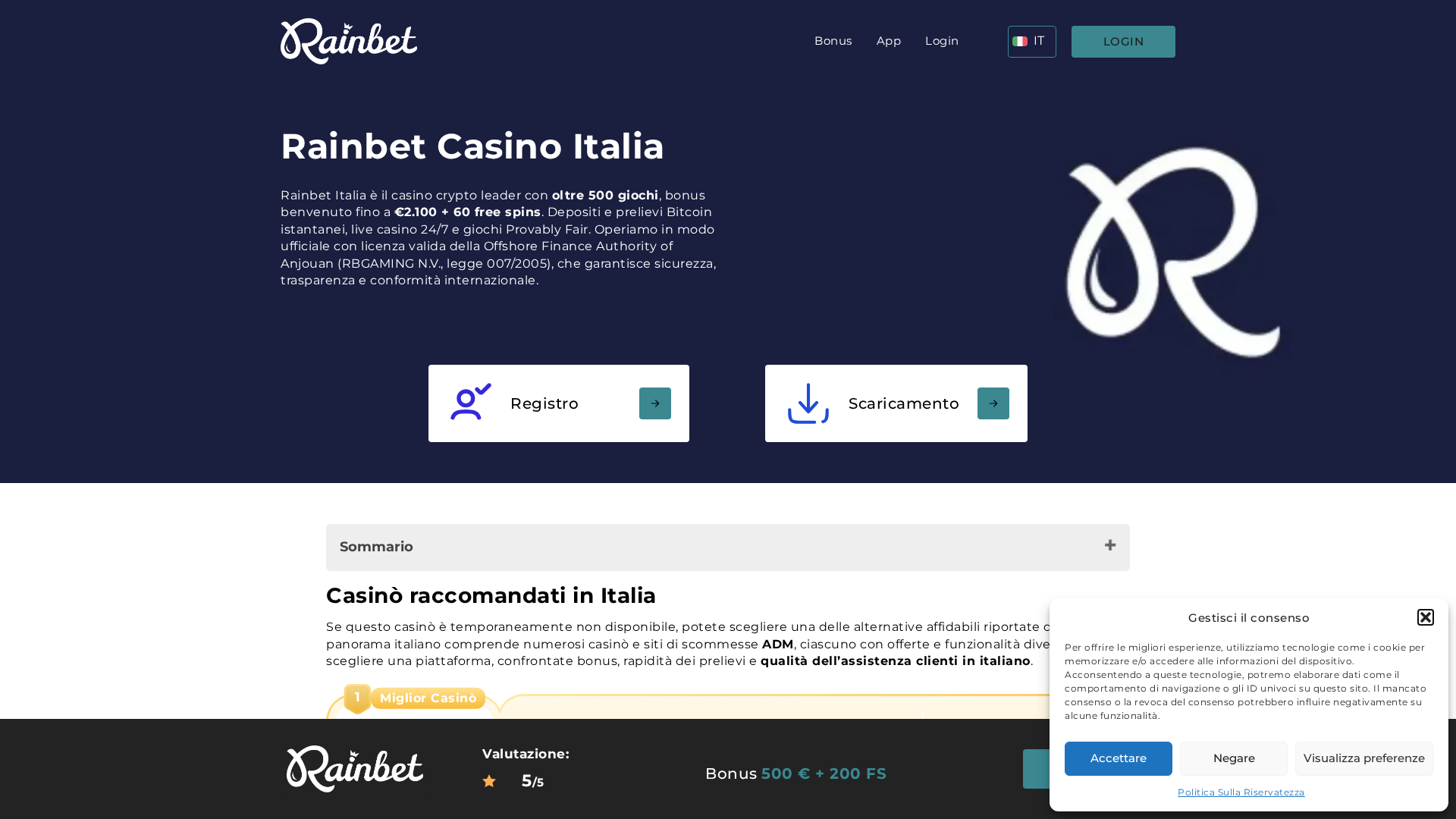 Screenshot of rainbetsite.com
