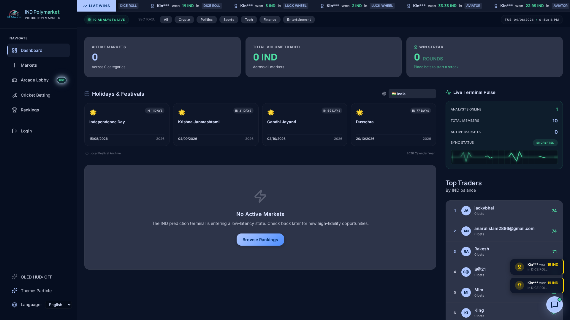 Screenshot of indpolymarket.com