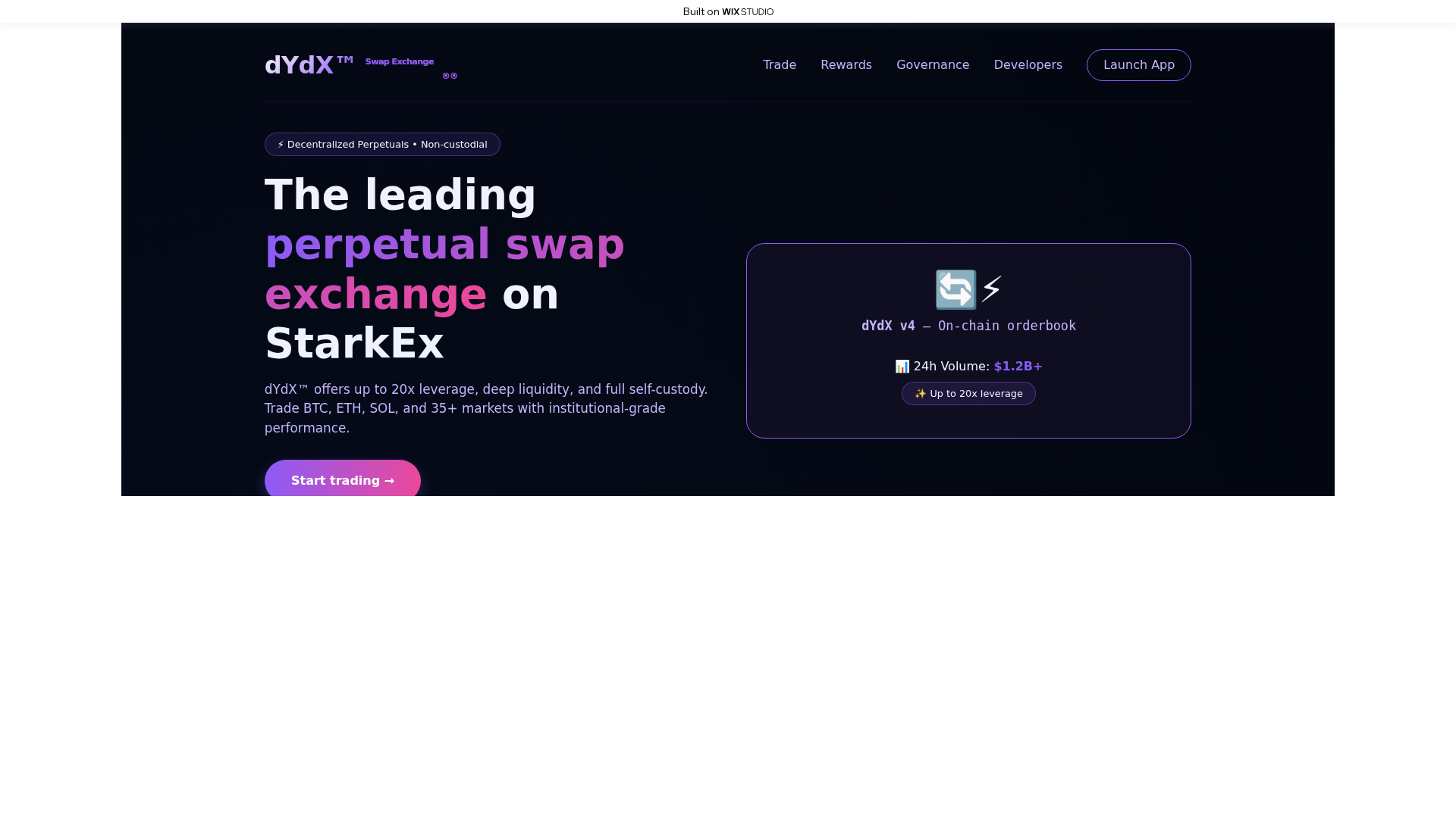Screenshot of appstrt-dydax.wixstudio.com