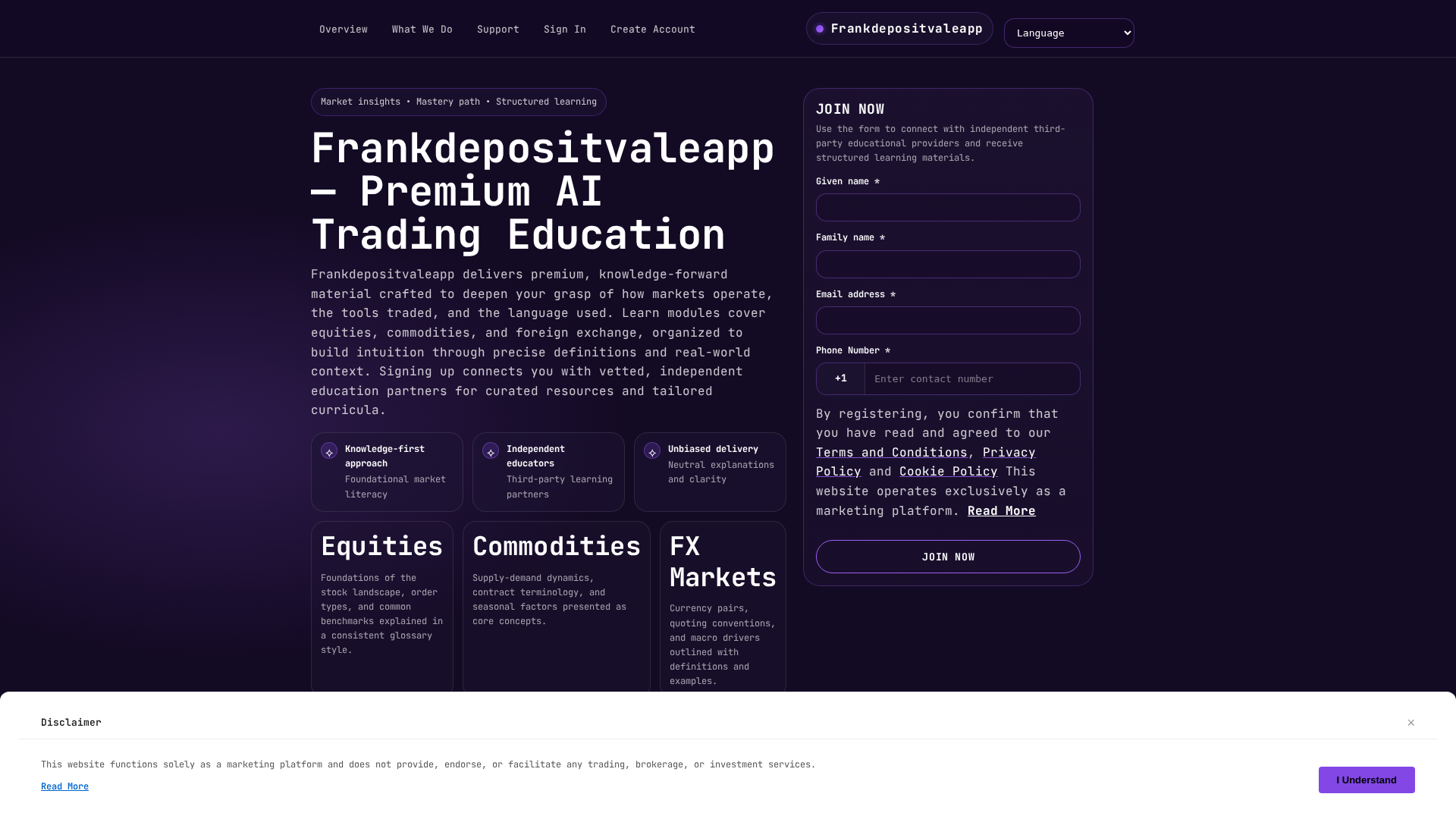 Screenshot of frankdepositvaleapp.digital