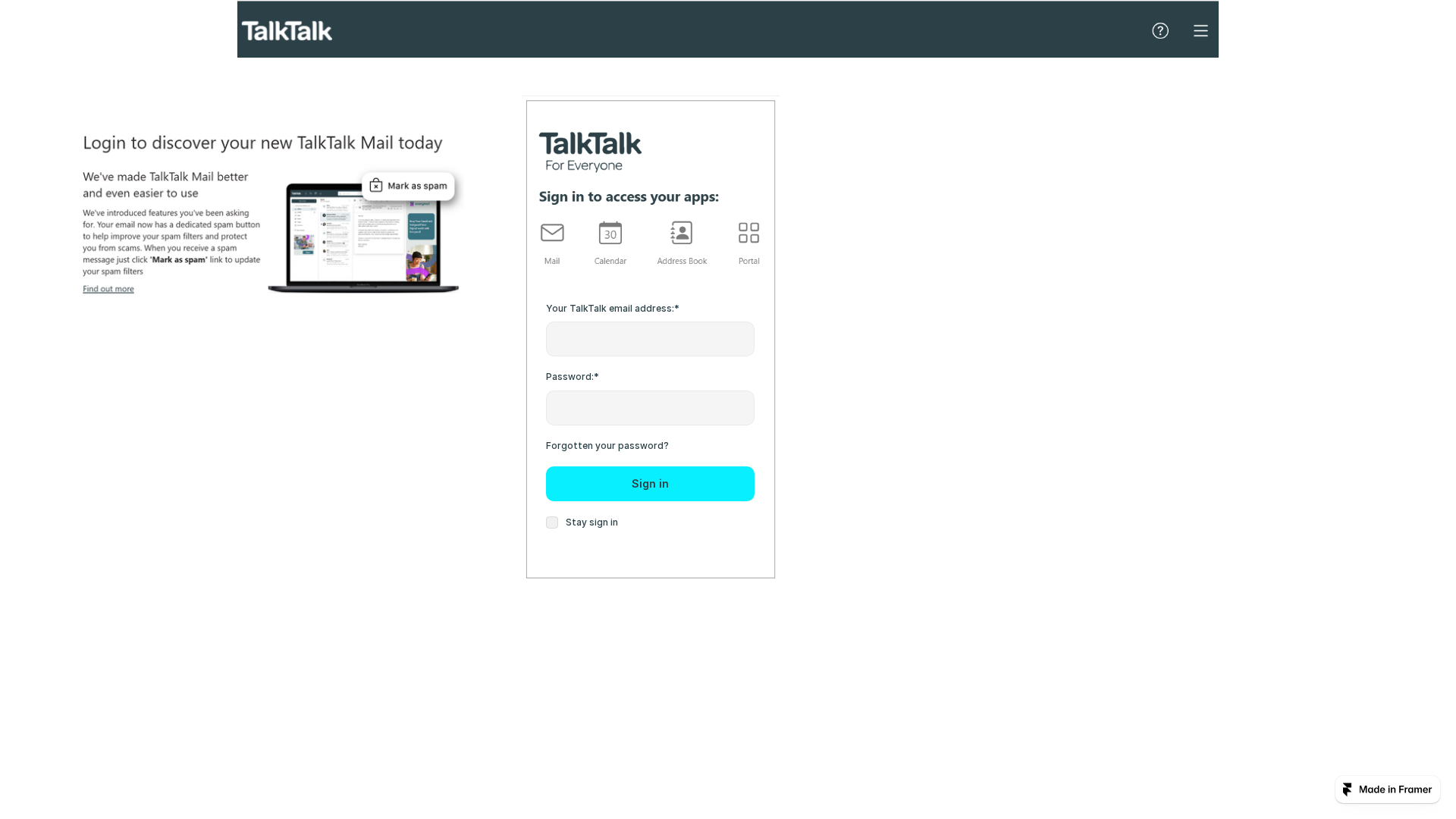 Screenshot of mytalktalkbroadbandprovider0.framer.website