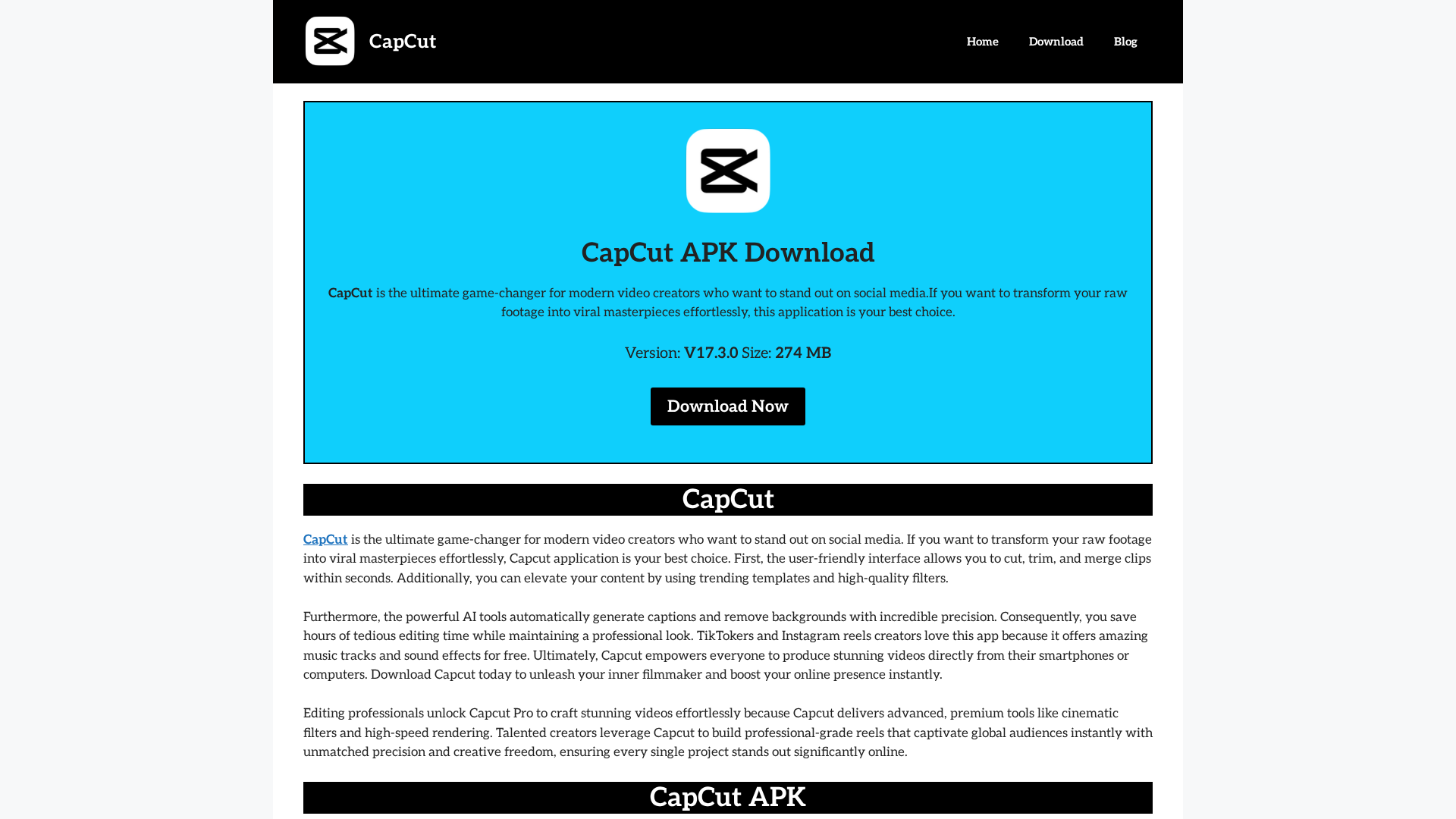 Screenshot of cap-cut.com
