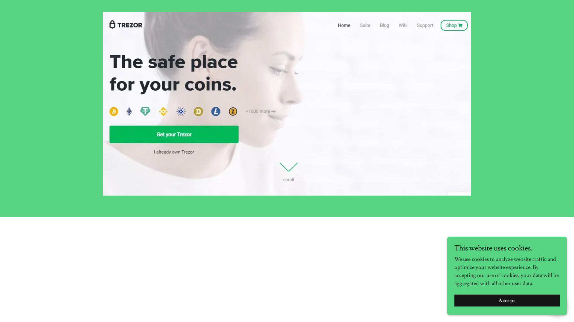 Screenshot of www.trezorcoins.godaddysites.com