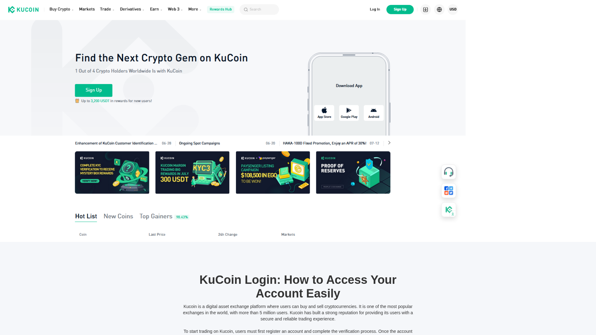 Screenshot of kucoenlogini.webflow.io