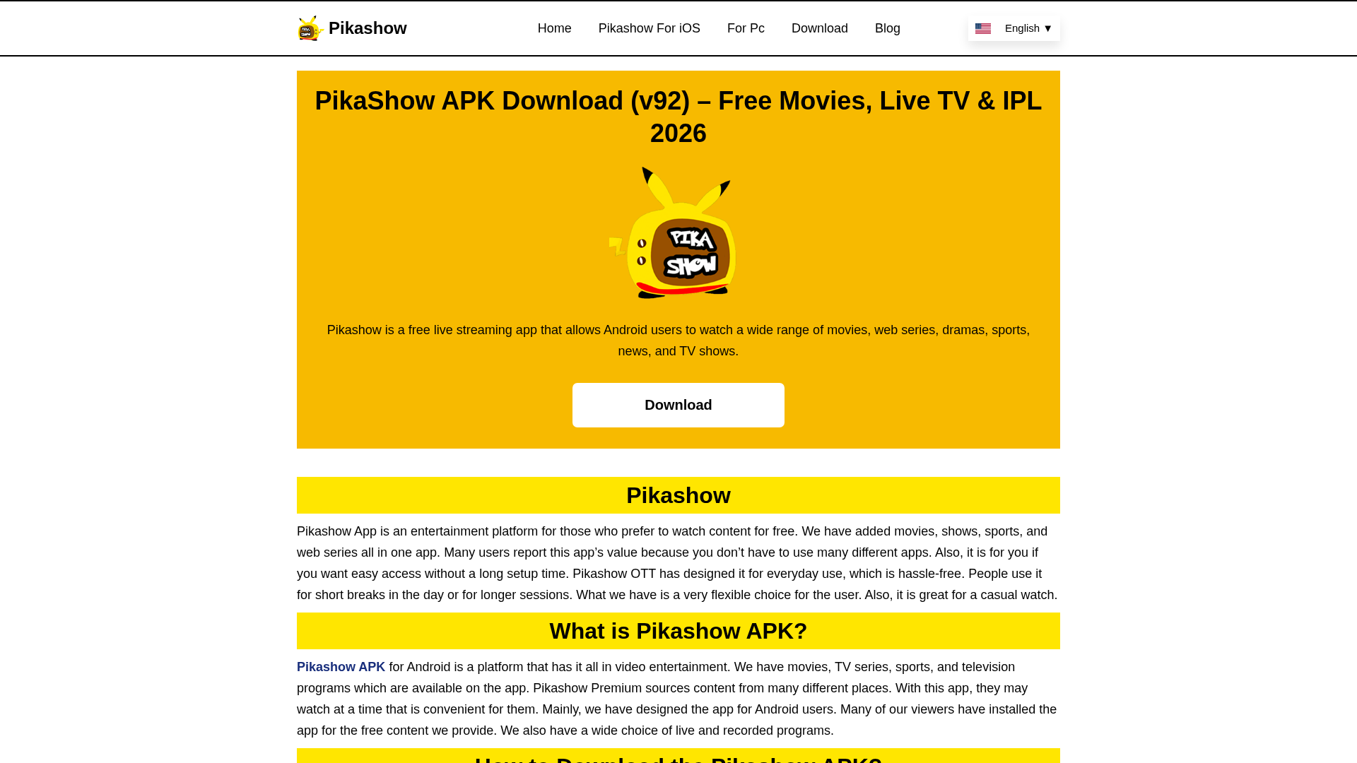 Screenshot of pikashowapp.video
