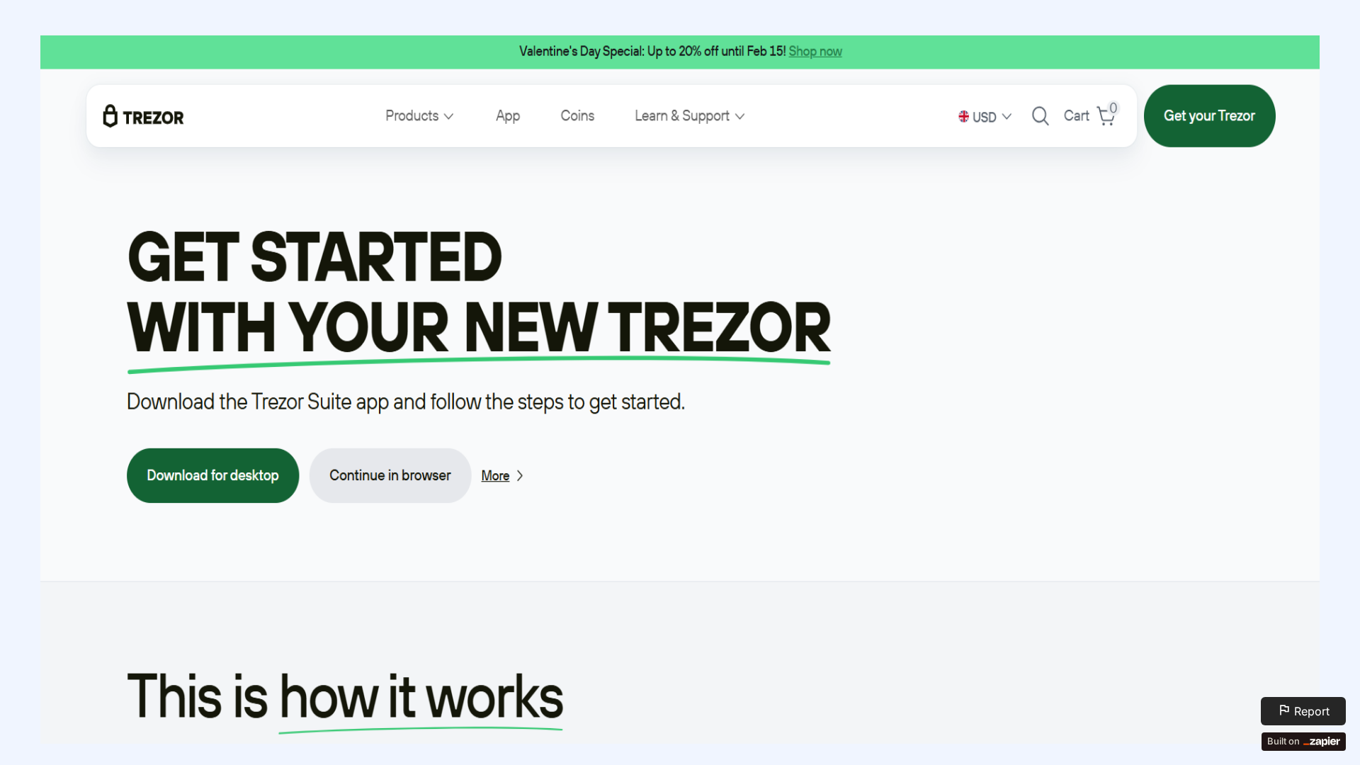 Screenshot of web-help-trezour.zapier.app