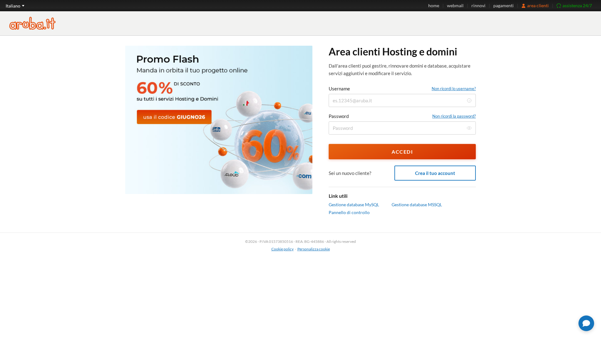 Screenshot of manager-area-clienti286251817.bondevision.com