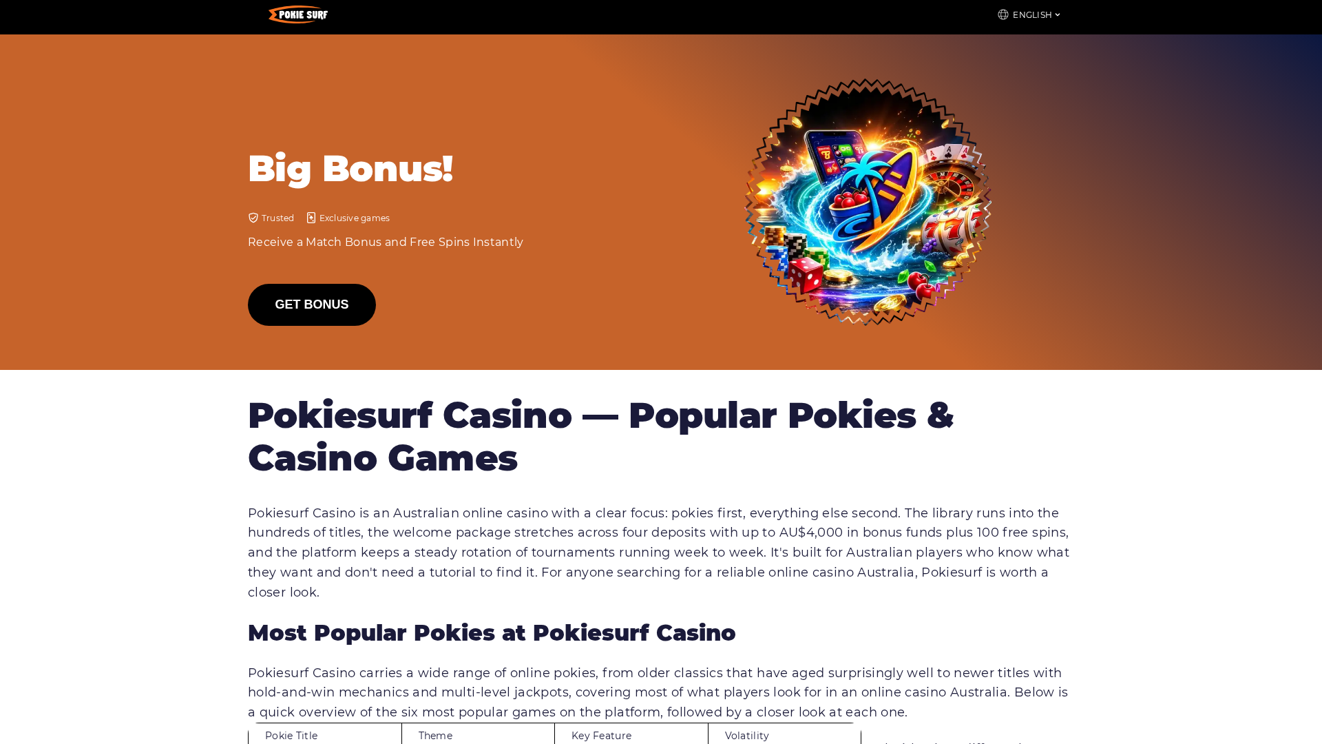 Screenshot of pokiesurf-bonus.com