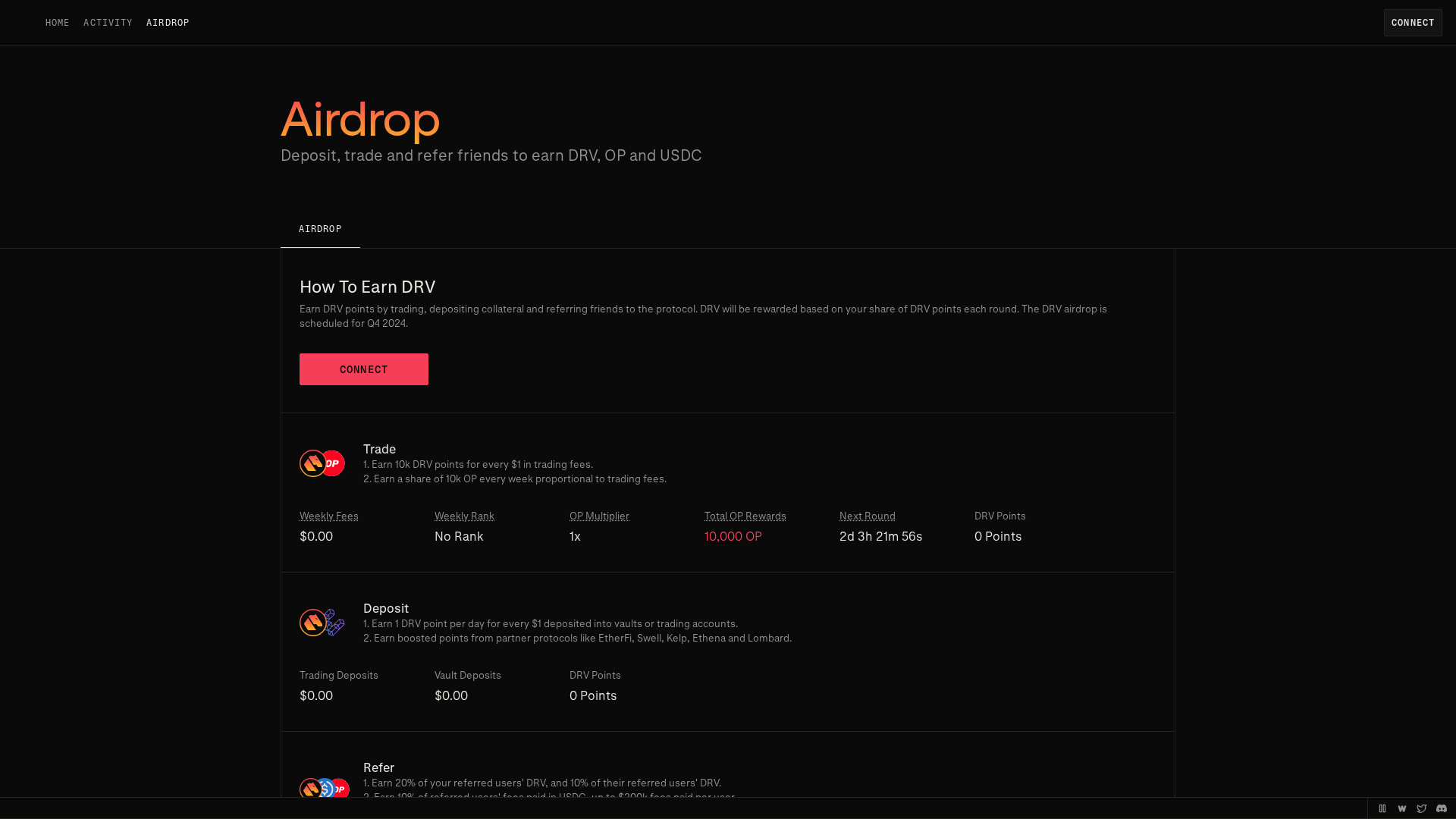 Screenshot of derive-airdrop.pages.dev