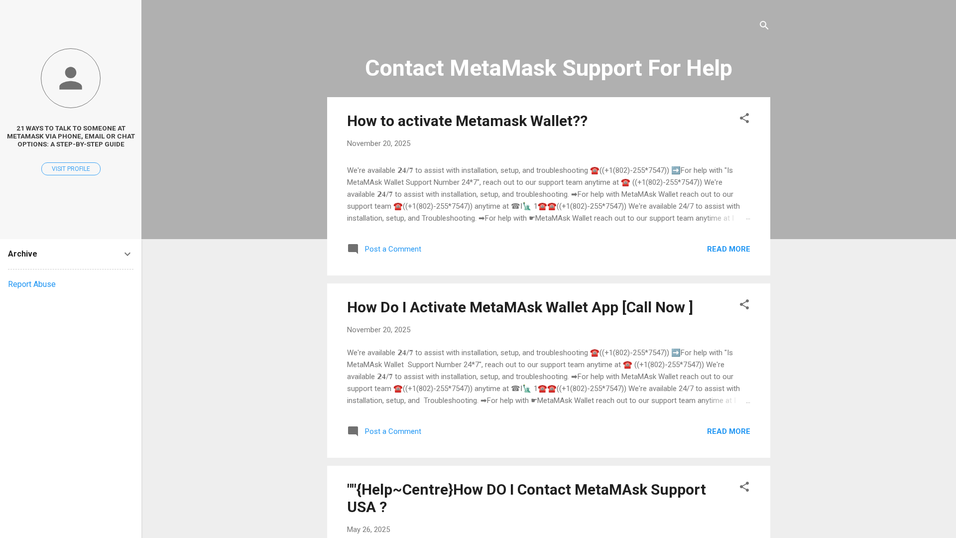 Screenshot of contact-metamask-support.blogspot.com.co