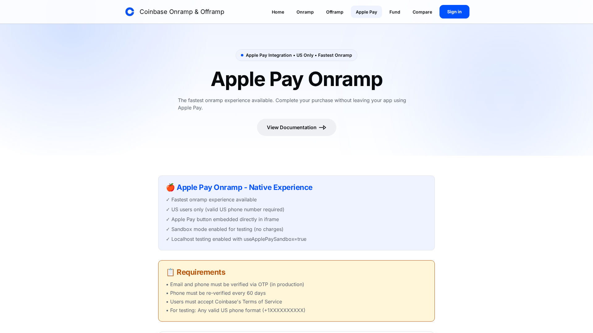 Screenshot of onramp-demo-application-git-main-coinbase-vercel.vercel.app