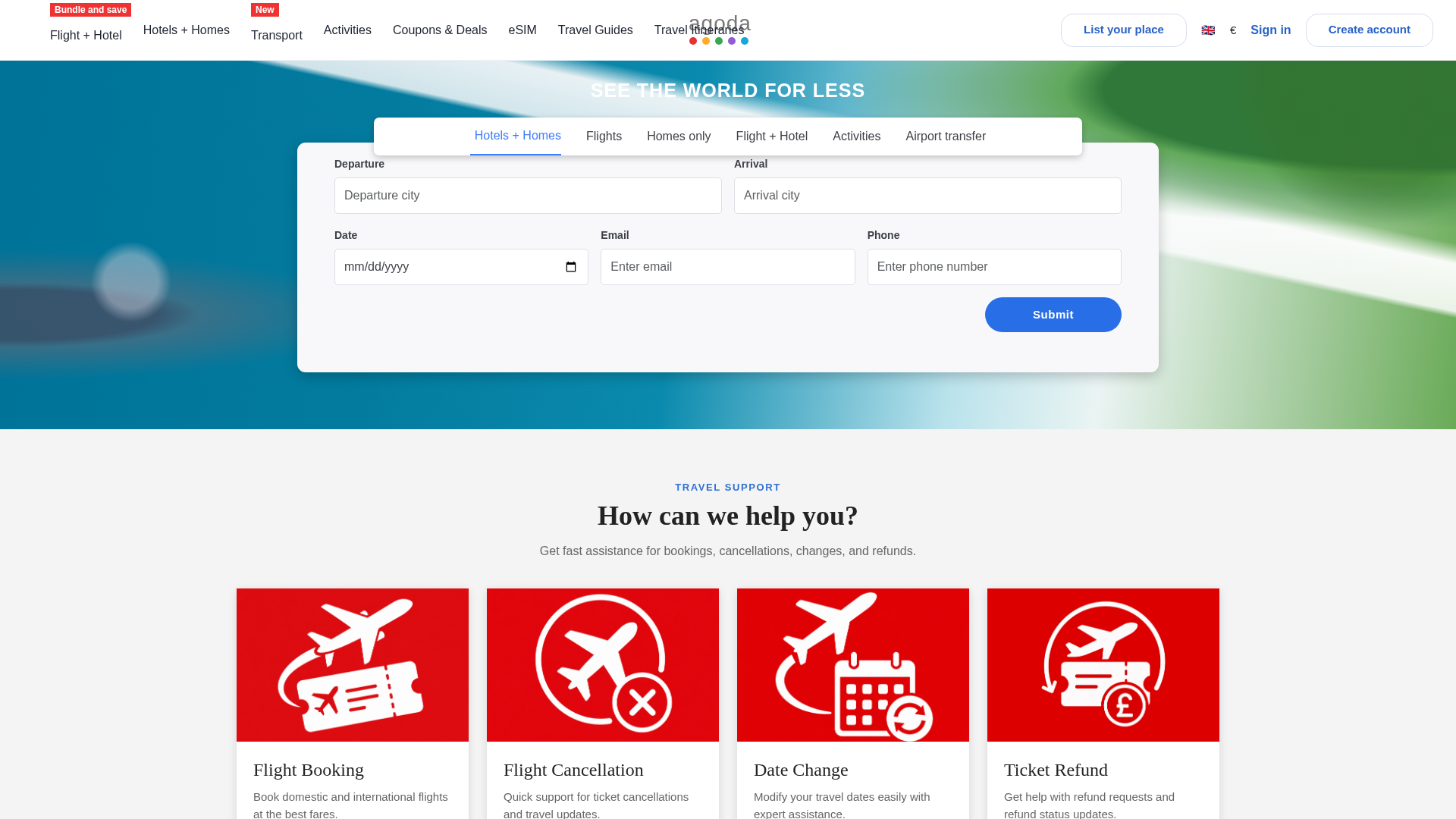 Screenshot of www.agoda.flightservices.uk
