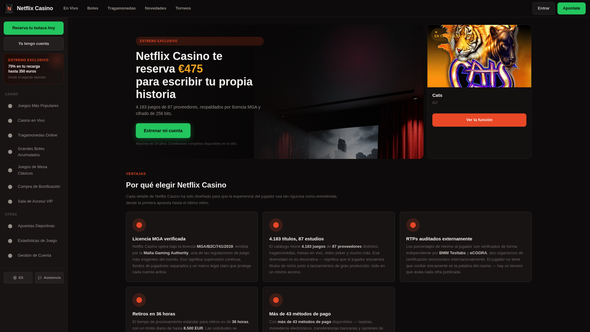 Screenshot of netflix-casino.com.es