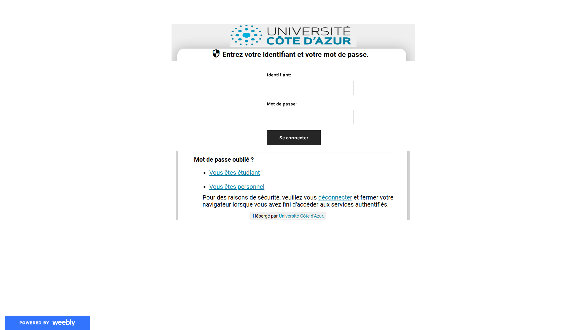 Screenshot of loginunivcotedazurfrlogin1e4.weebly.com