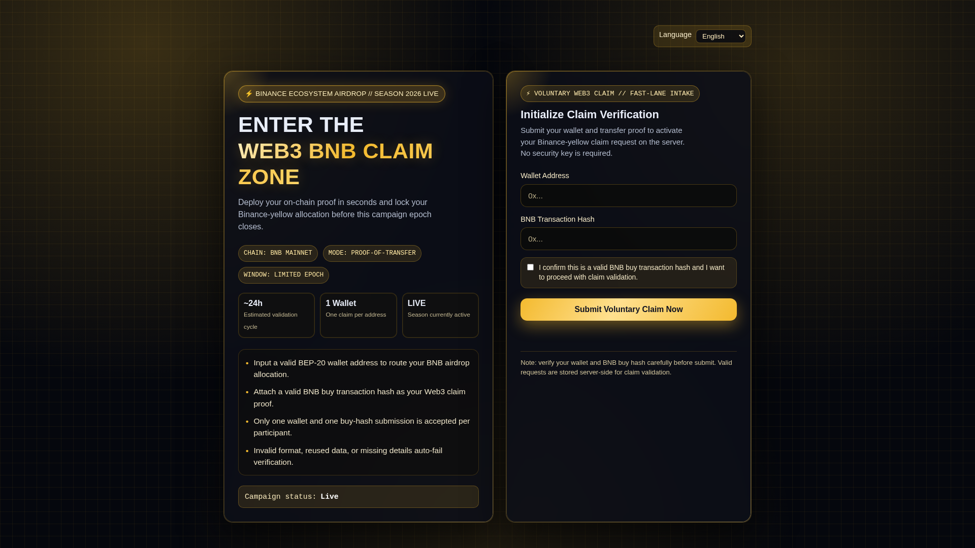 Screenshot of bnbairdrop.com