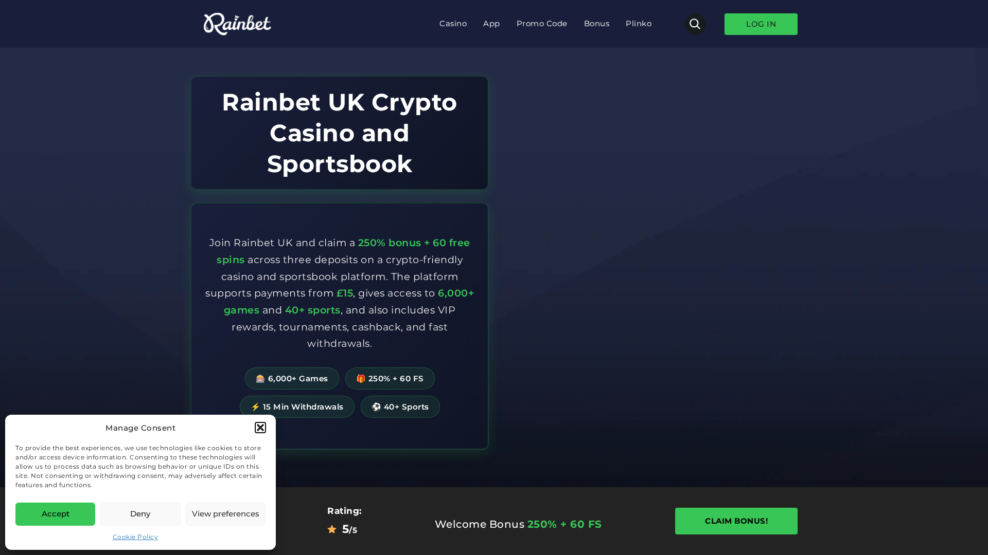 Screenshot of rainbetcasinoofficial.net