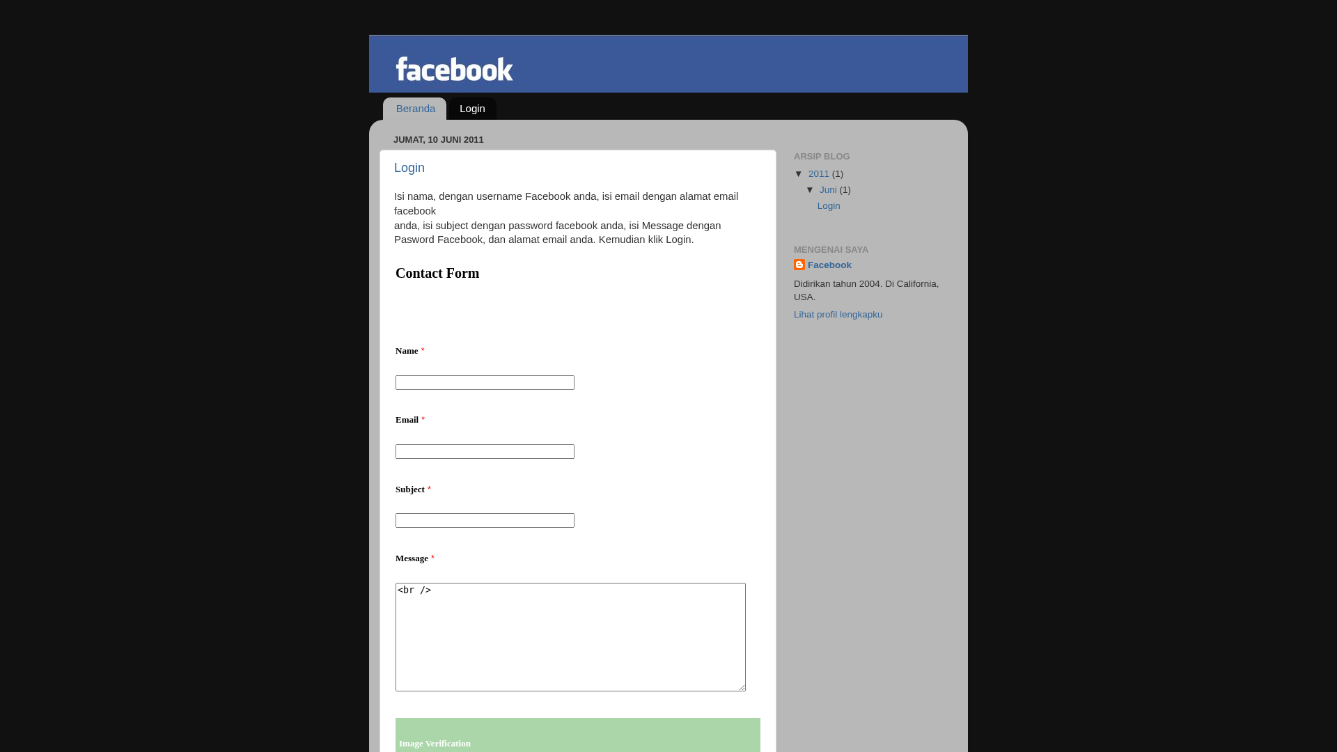 Screenshot of www.faceb0k-facebook.blogspot.com