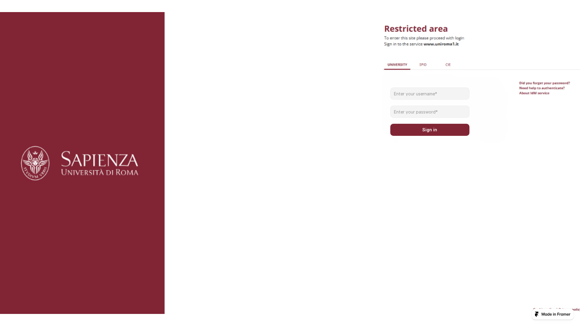 Screenshot of sapienzahomeaccesuniroma.framer.ai