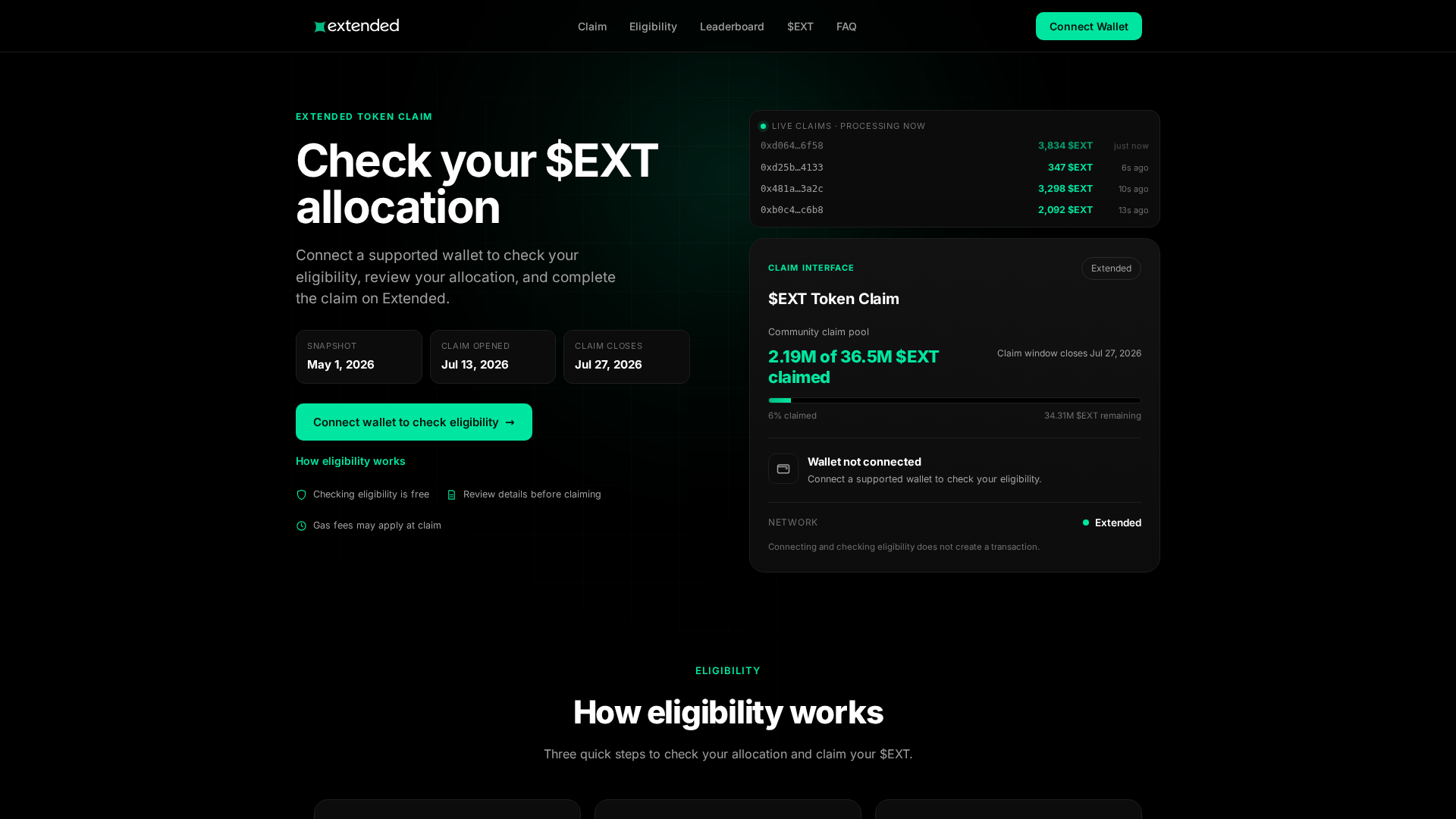 Screenshot of claimext.com