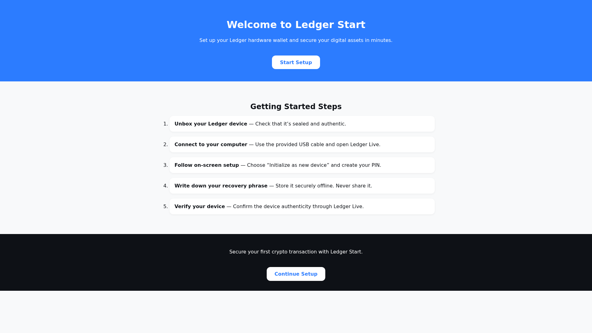 Screenshot of setup-ledgr-start.pages.dev