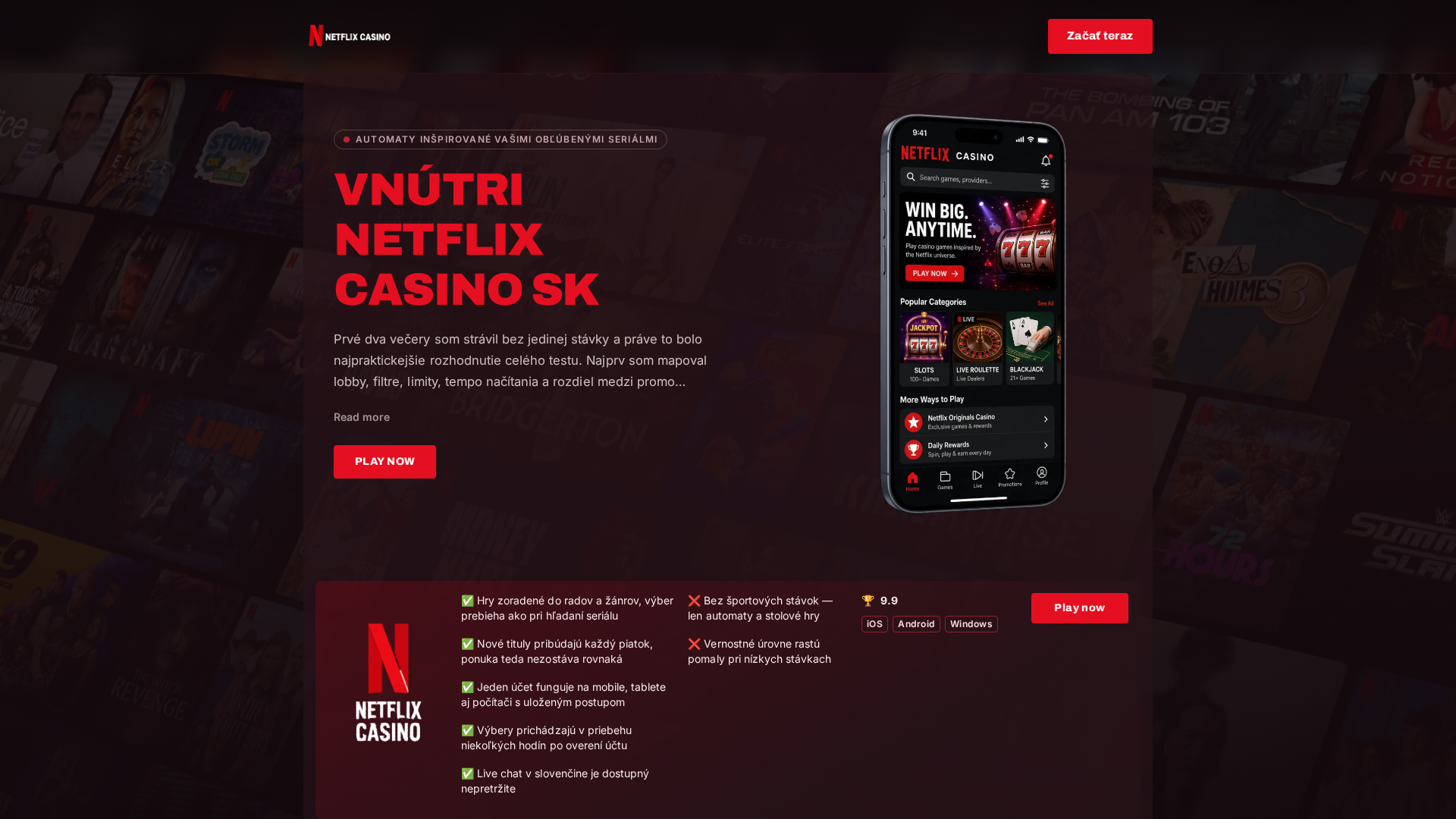 Screenshot of netflixcasino.sk